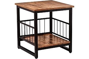 WAYTRIM Aquarium Stand: Rustic Brown Side Table with Sturdy Metal Frame
