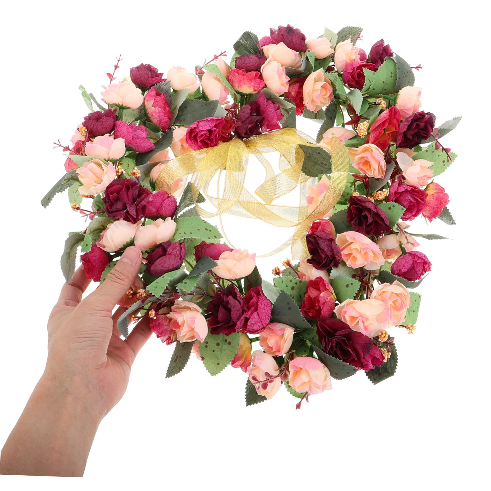 Zerodeko Guirnalda Floral en Forma de Corazón, Flores de Seda y Plástico, Reutilizable, Adecuado para Puerta Principal y Decoración de Boda Elegante