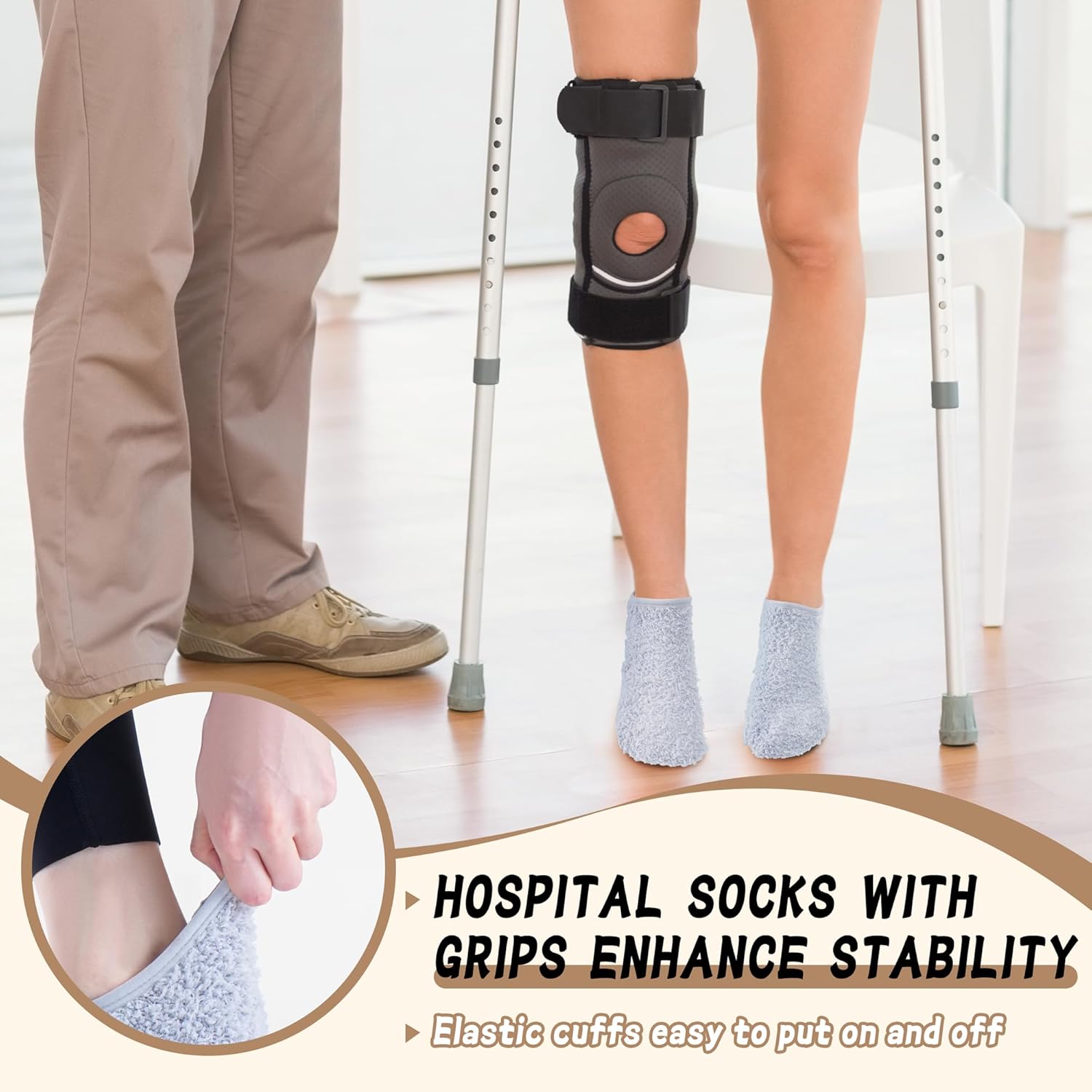 jeuhut Fuzzy Socks with Grips for Women 6 Pairs Non Slip Grippy Footies Slipper Socks for House and Hospital - Image 5