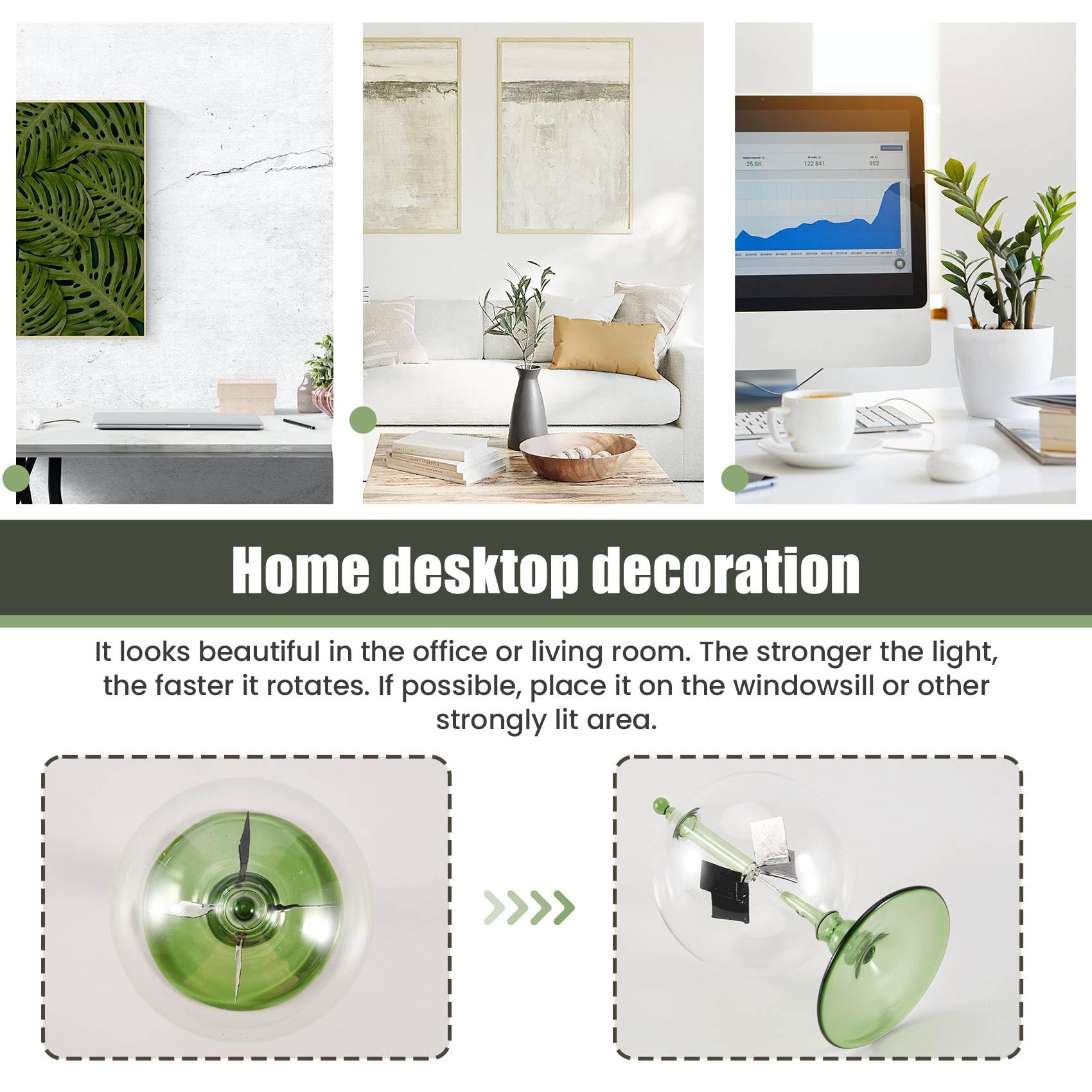Verde Solar Power Radiómetro Crookes Energía Solar WingGel Regalo Hogar Escritorio Decoración