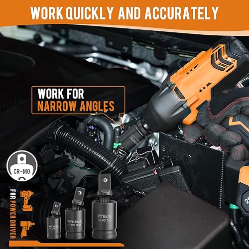 Miniatura 2 de Juego de adaptador y reductor de enchufe de impacto, juego de adaptadores de impacto de 1 a 12 pulgadas, kit de conversión de llave de barra de