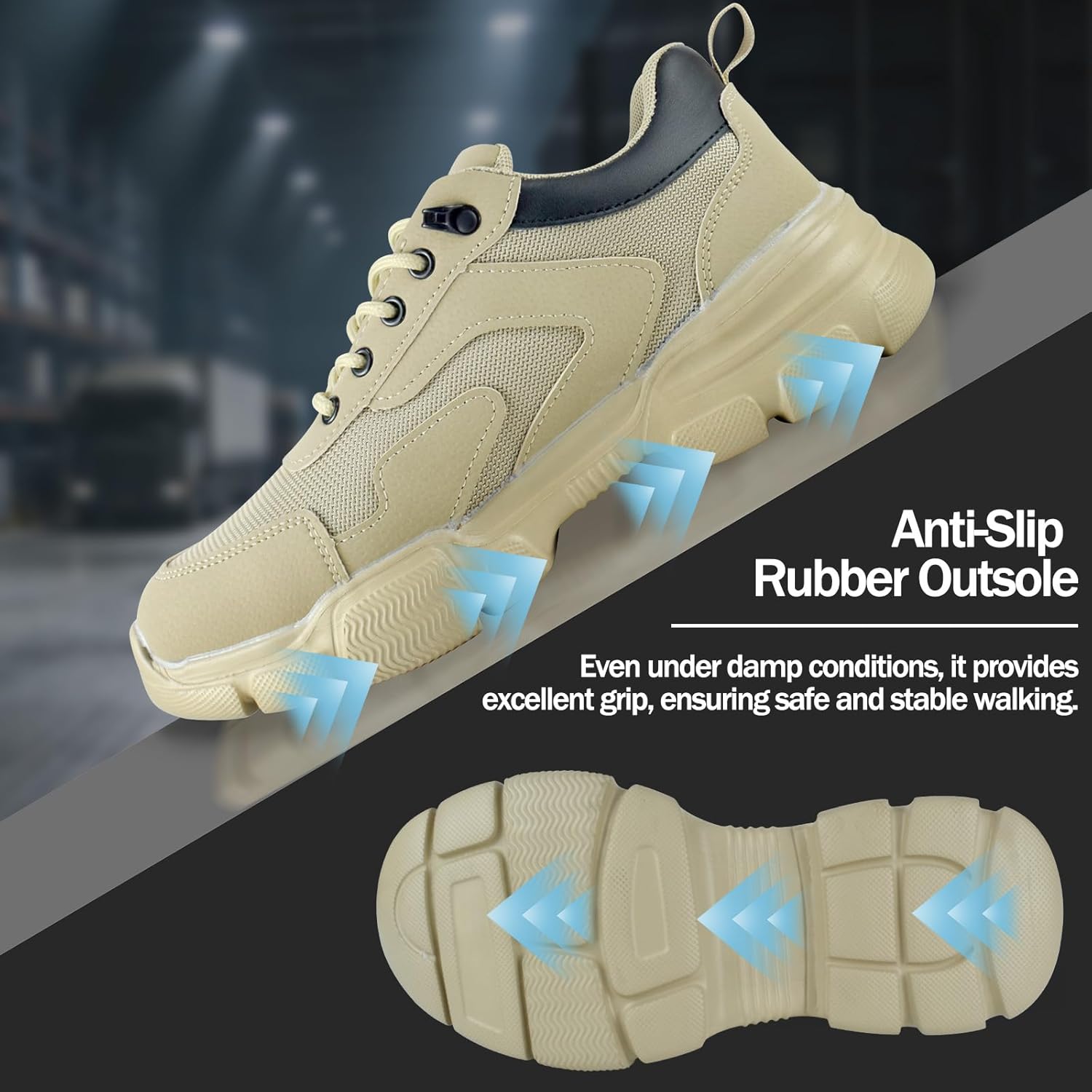 Steel Toe Shoes for Men Women Slip Resistant Lightweight Steel Toe Boots Puncture Proof Indestructible Comfortable Safety Steel Toe Shock Absorption Work Shoes