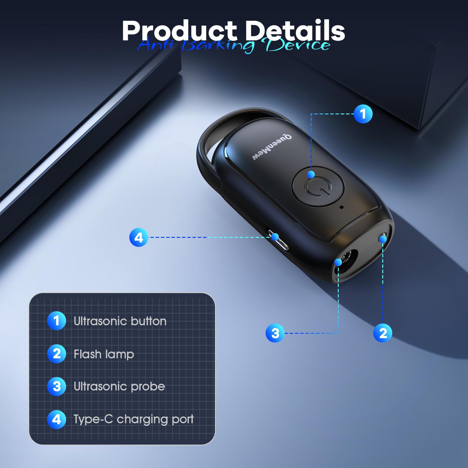 Bubbacare Anti Bell Gerät Hunde, Tragbarer Antibell Ultraschall Gerät, Leistungsstarkes Hunde Bellen Stoppen, Antibell Gerät für Hunde mit LED, Anti Bellen Gerät Drinnen Draußen für Kleine Große Hunde