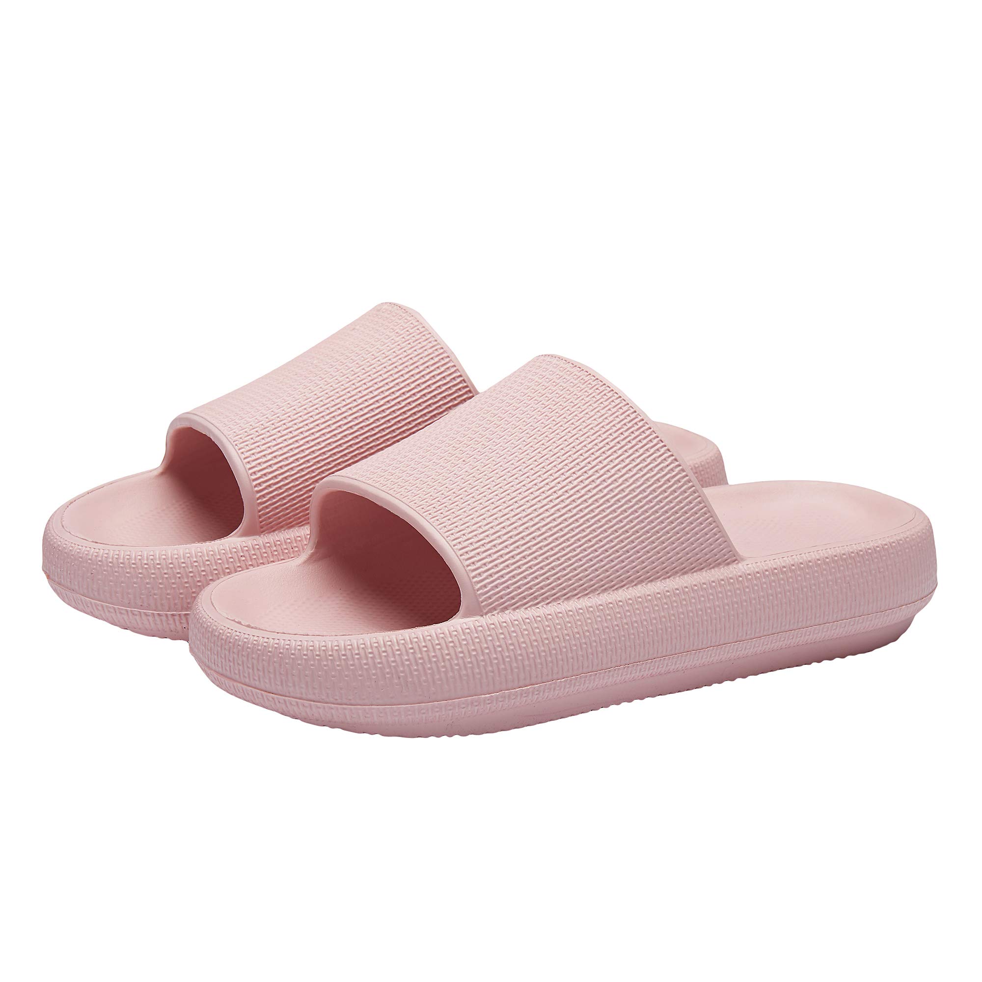 Slippers for Women and Men Quick Drying Slide Sandal with Thick Sole Non-Slip Soft Shower Slippers Open Toe Spa Bath Pool Gym House Sandals for Indoor & Outdoor Pink37-38