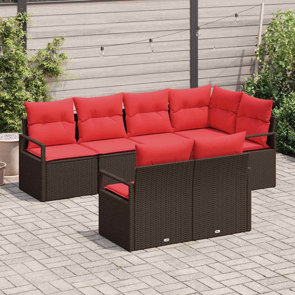 Ensemble de canapé de jardin 7 pièces avec coussins en rotin synthétique résistant aux intempéries pour terrasse, balcon et jardin, ensemble de salon avec design modulaire et peu encombrant