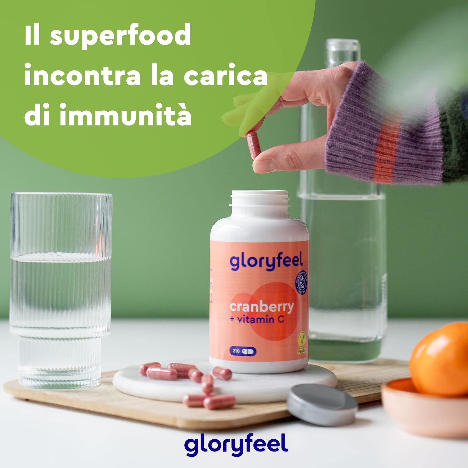 Cranberry Capsule, per il Benessere delle Vie Urinarie, Scorta 7 Mesi, 210 Cranberry Capsule con Estratto di Mirtillo Rosso + Vitamina C, Integratore ad Alto Dosaggio, Vegan