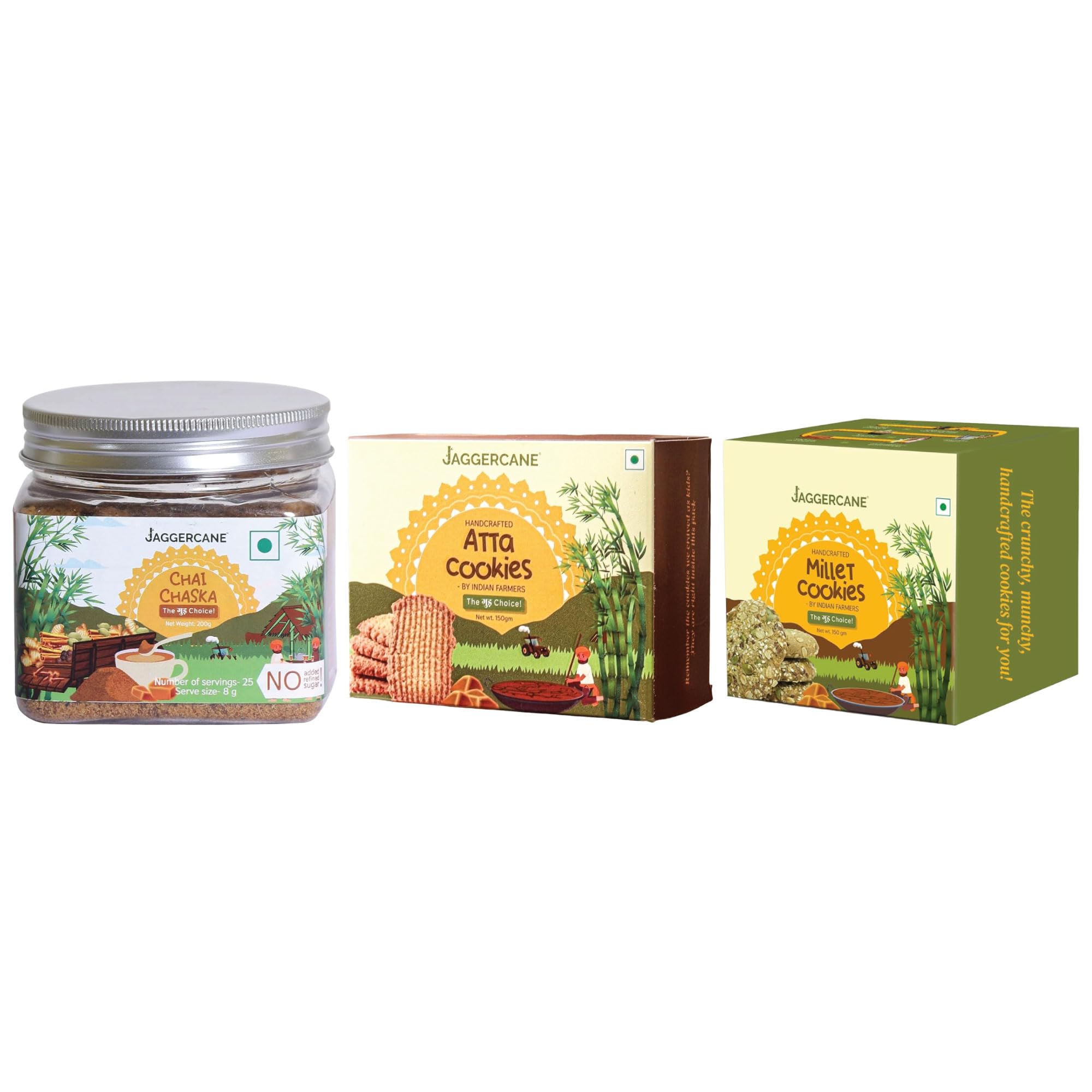 Jaggercane Combo of 3 Chai Chaska 200gm & Millet Cookies/Atta Cookies 300gm Biscuits Multigrain Cookies with Atta, Ragi Millets, Flax Seeds chemical free gluten free vegan masala chai | pack of 3 (B0D5MCGKCC) Amazon Price History, Amazon Price Tracker