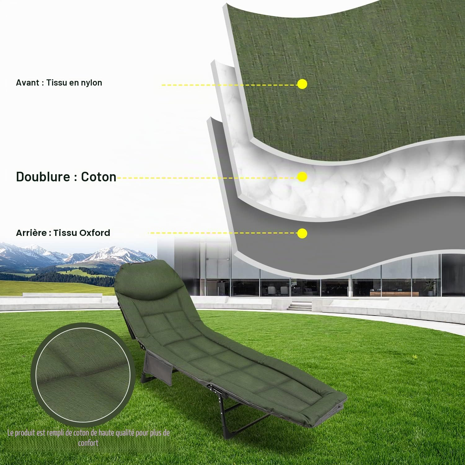 Gimisgu Lit de Pêche Carpe 200x 64 x 32 cm, Bedchair Carpe Pliable 8 Pieds avec Dossier Réglable, Appui-tête Rembourré, Poche Latérale, Lit Pliant pour Pêche Camping Outdoor