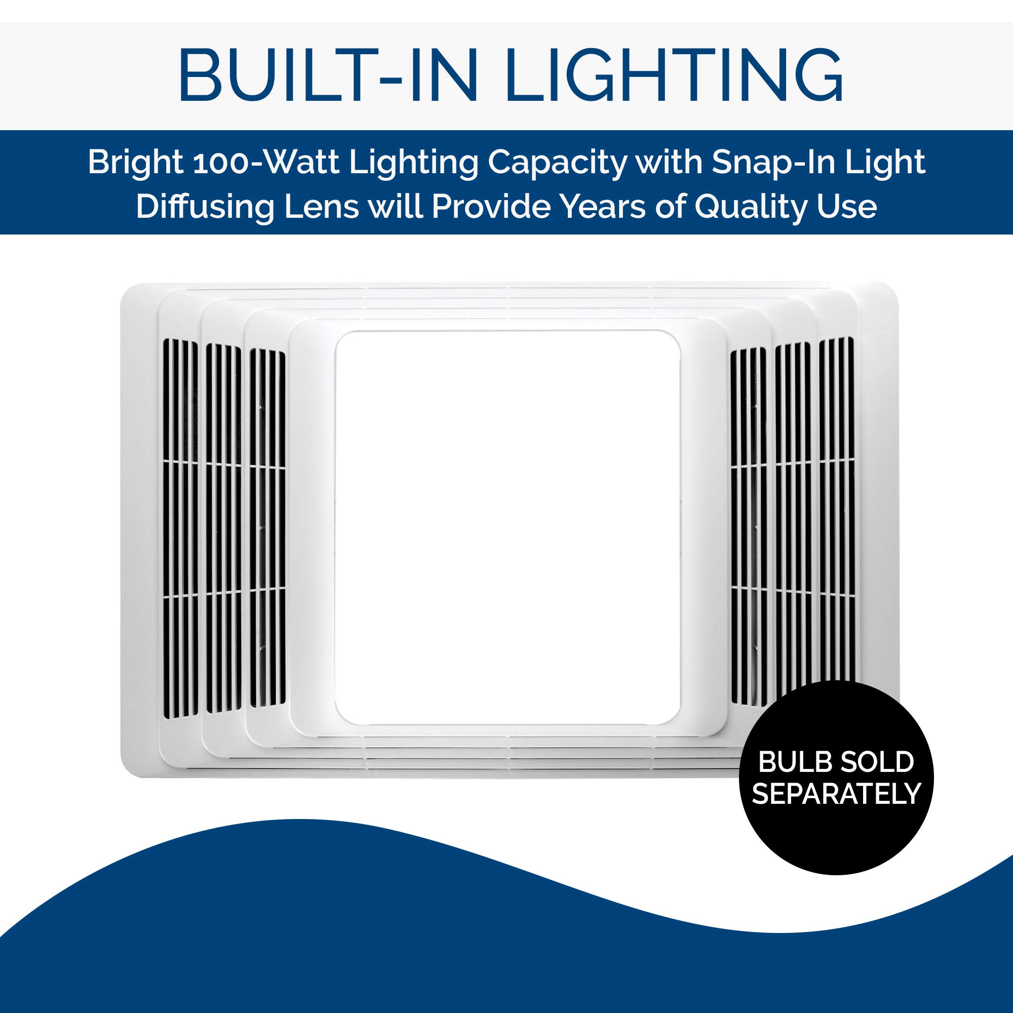 Broan-Nutone 657 Ceiling Exhaust Fan and Light for Bathroom and Home,  100-Watts, 4.0 Sones, 70 CFM , White - Broan Bathroom Fan - Amazon.com