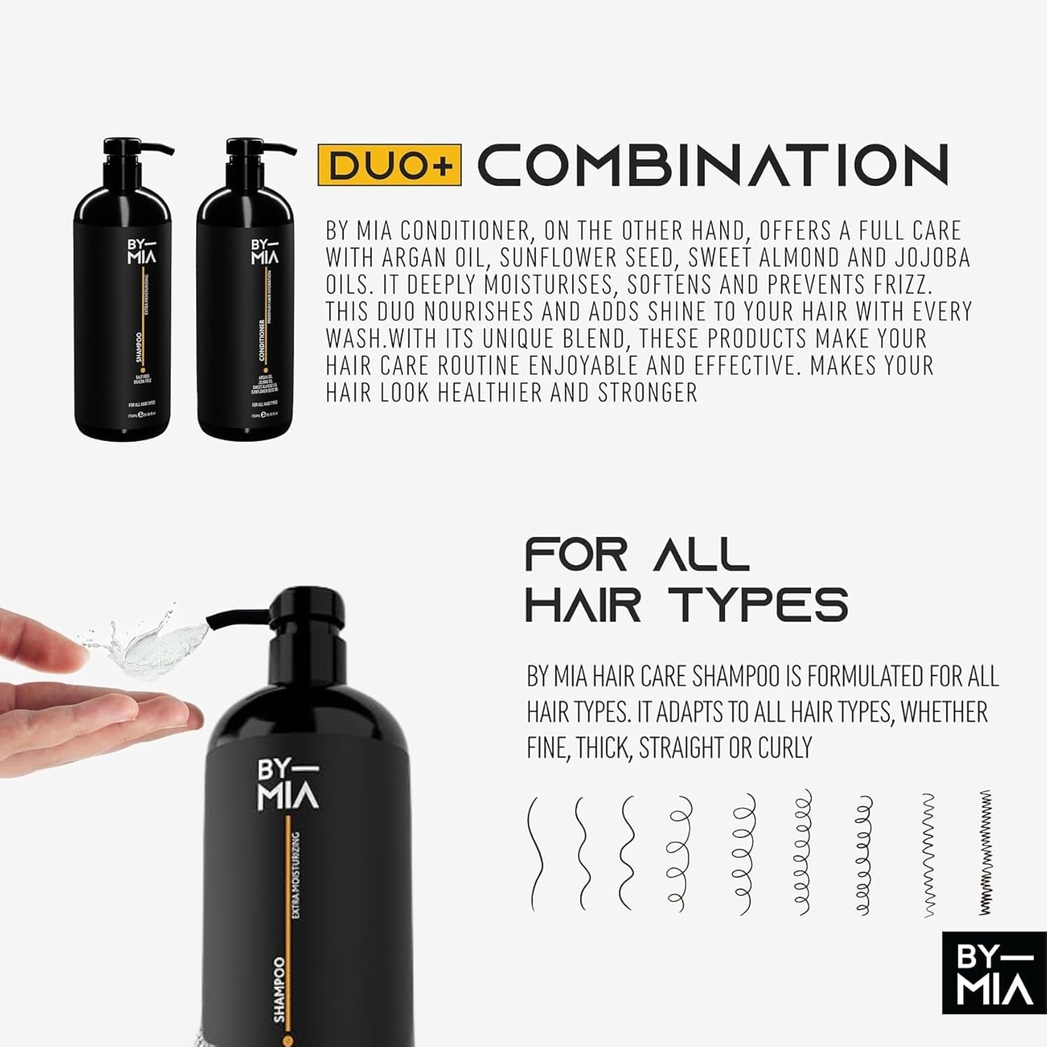 BY MIA Hair Care Shampoo & Conditioner SET - 750ml Each, Clear, 750 ml (Pack of 2) - Image 4