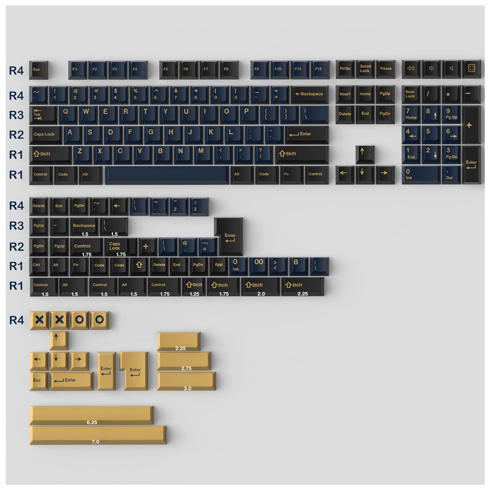 HyekitKeycaps 171 Keys Blue Samurai Custom Keycaps Doubleshot ABS Keycap Set Cherry Profile for Cherry Gateron MX Switches Mechanical Keyboard US and UK Layouts(2.25u, 2.75u, 3u, 6.25u, 7u Spaceba)