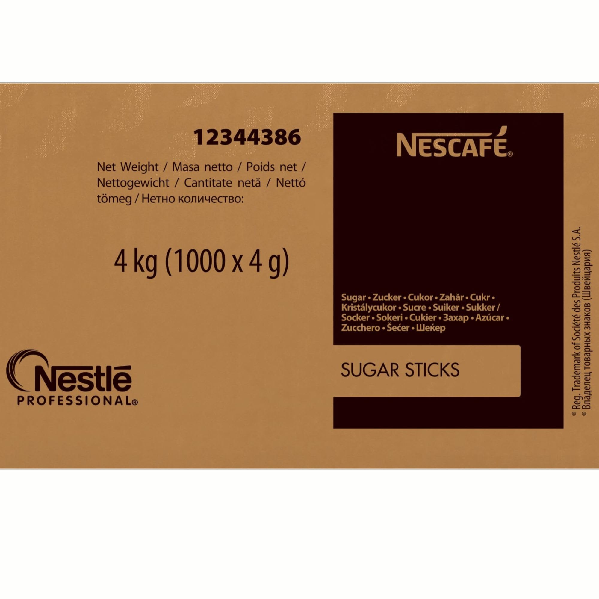 NESCAFÉ Sticks Sucre Blanc - Dose Individuelle 4g - Pause Café - Pour Sucrer Café, Thé, Chocolat Chaud - Carton de 1000 Dosettes de 4g - 4 kg
