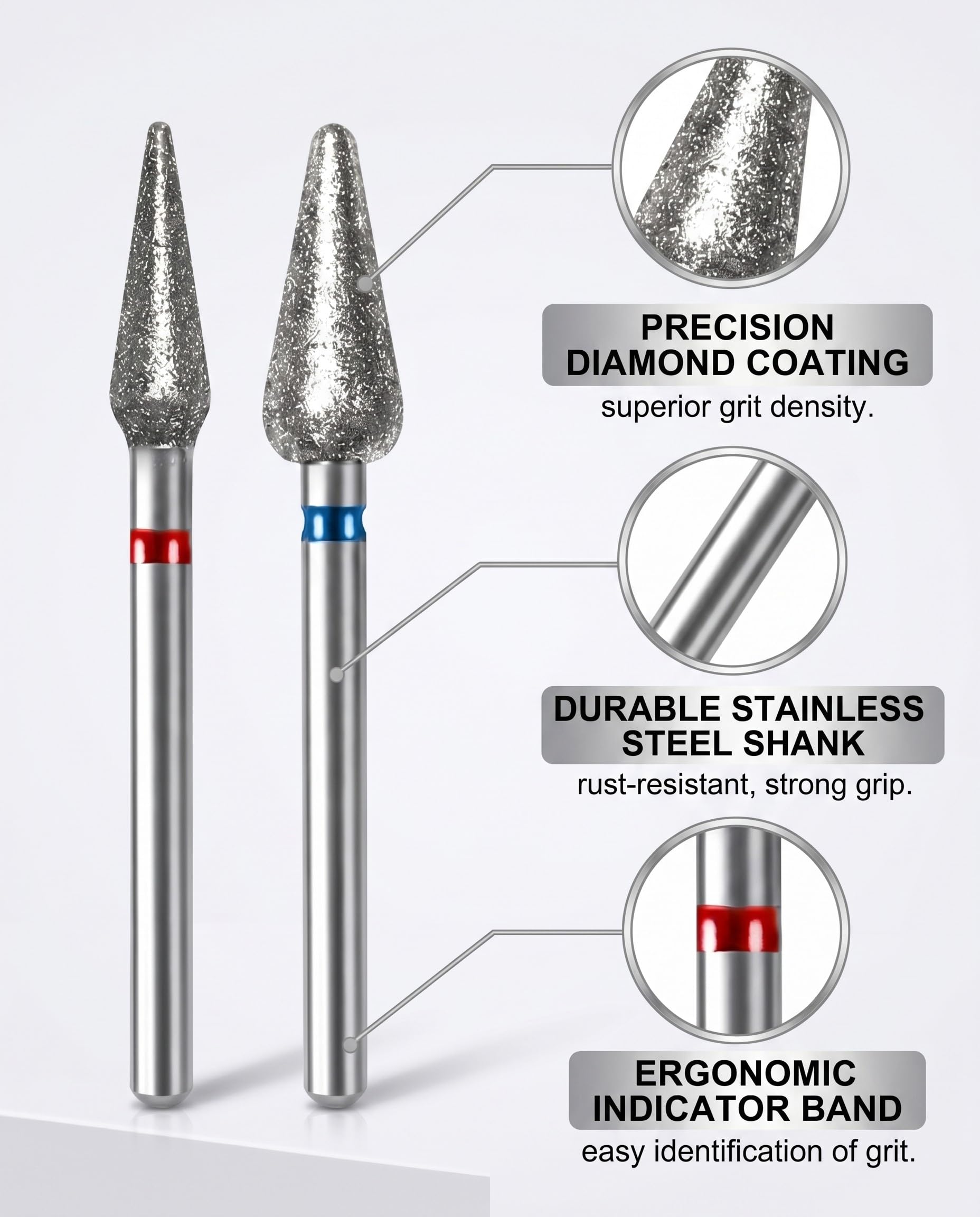 Punte Fresa Unghie 2 Pezzi - Carburo di Tungsteno per Gel & Acrilico. Rimozione Smalto Semipermanente, Manicure Russa e Preparazione Unghie Professionale.