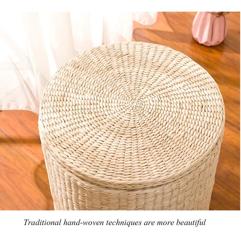 Poggiapiedi ottomano con Contenitore a cubo, Sgabello per Scarpe, Sgabello per ripostiglio in Rattan, Sgabello per Pouf, Sgabello per Divano, Soggiorno, Camera da Letto, Sgabello (