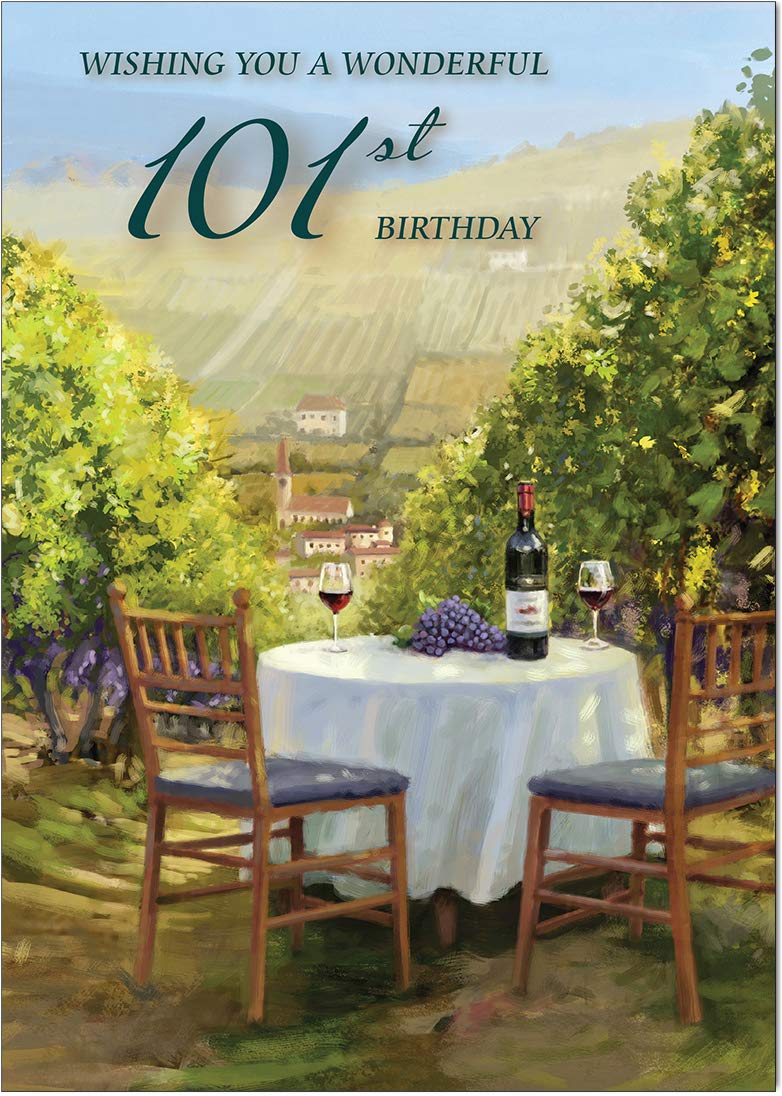 Olivia Samuel 101st Birthday Card from Sunshine and Wine - Medium Sized Card (A5 Size -148mm x 210mm) with Peel and Seal Envelope