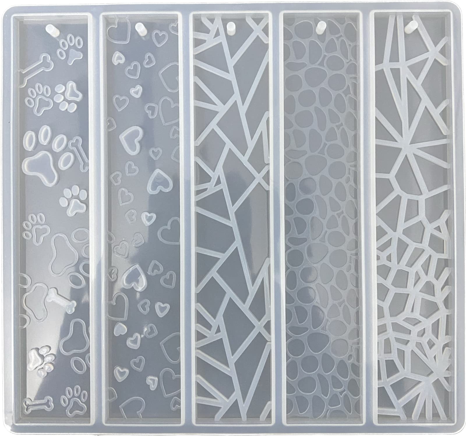 ARTOOL Bookmark Resin Art Mold Creative DIY Multipurpose Transparent Dog Paws Bones Hearts and Abstract Designs Making Silicone Mold Epoxy Resin Art Mould 5 in 1 Mold (D57)-image-5