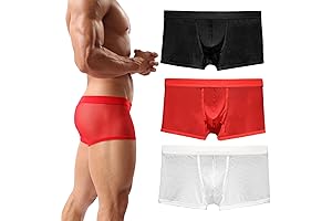 Mens Sexy Underwear Breathable Mesh Boxer Briefs See Through Hollow Lingerie