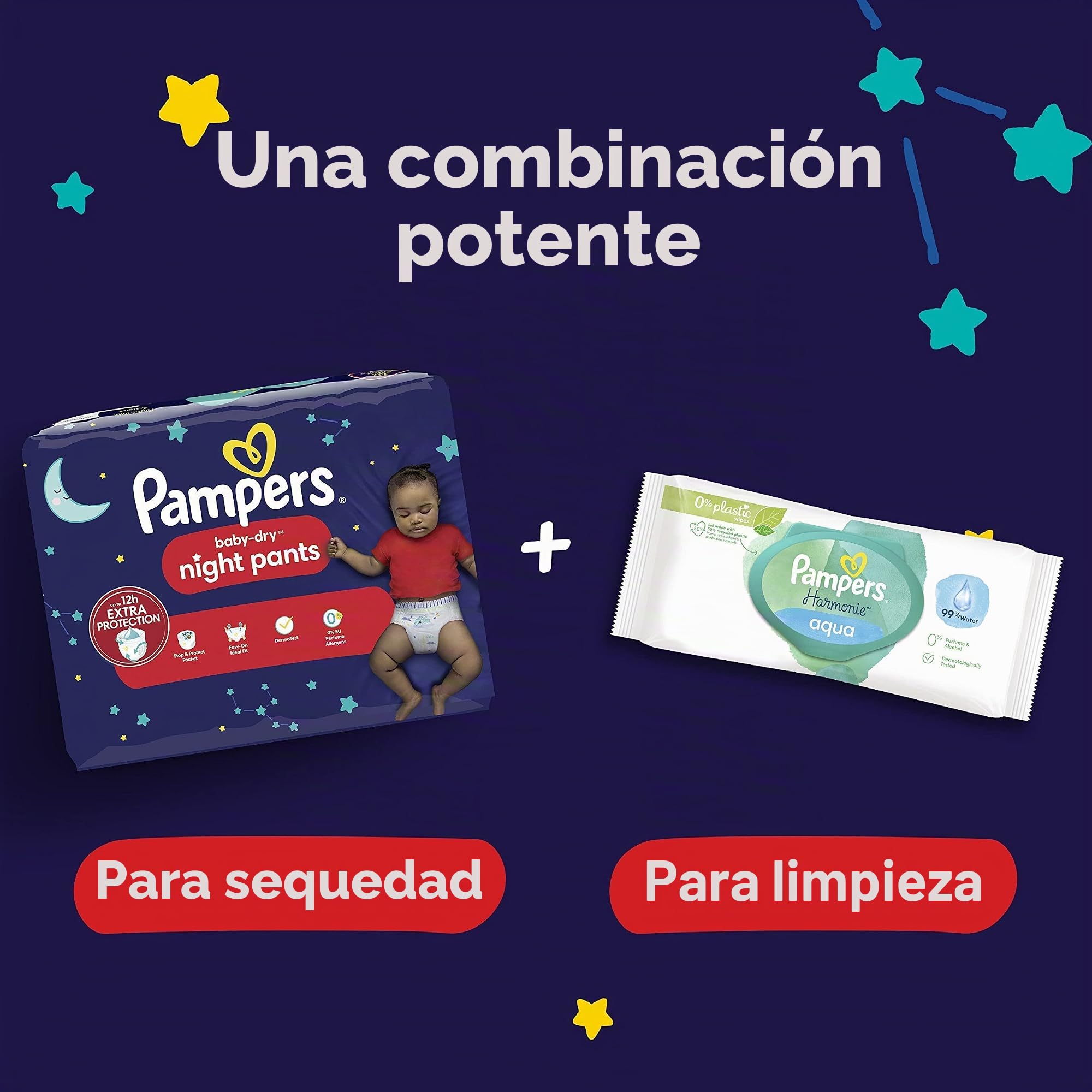 Pampers Night Pants, tamaño 6, 138 capas, 15 kg+, mantenimiento de 360° contra fugas con un corazón súper absorbente para una protección reforzada toda la noche, paquete de 1 mes