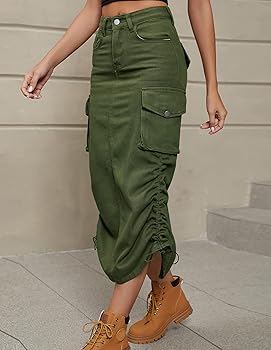 chouyatou Women's Y2K Cargo Skirt Jean Adjustable Casual A chouyatou Women's Y2K Cargo Skirt Jean Adjustable Casual A