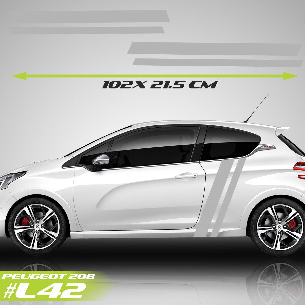 Buy Peugeot 208 Sport Racing Stripes Logo Stickers Decal Car Stickers ...