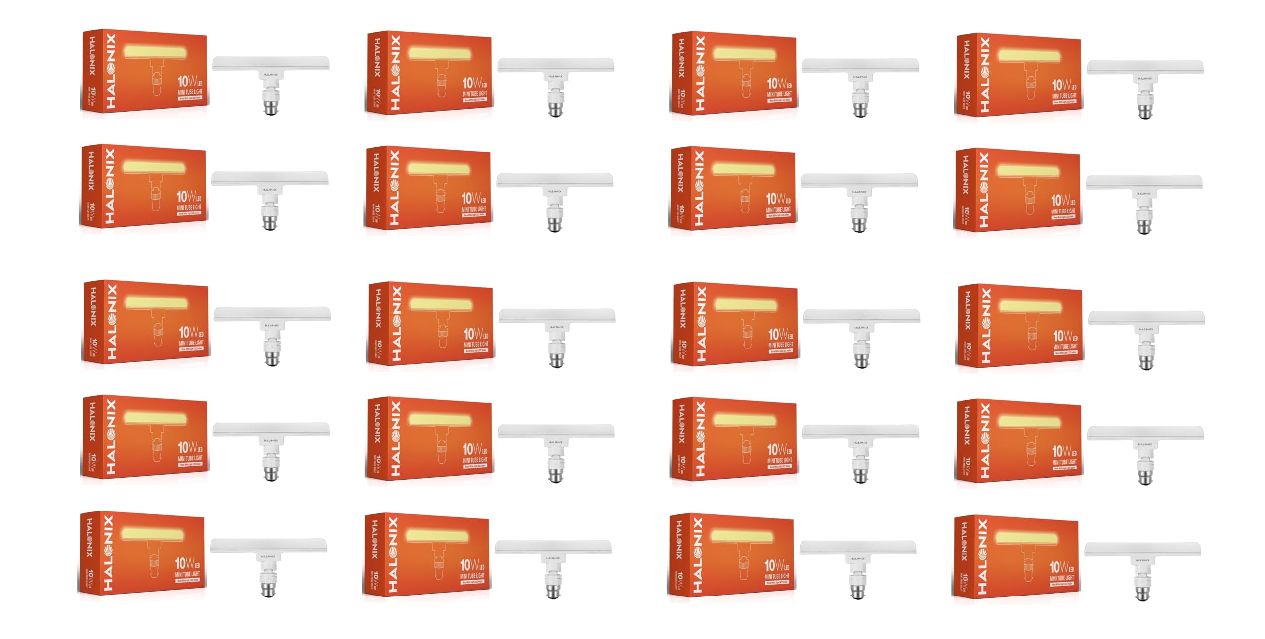 Halonix 10 Watts B22d Yellow LED bulb tube Light | Warm White | Pack of 20|