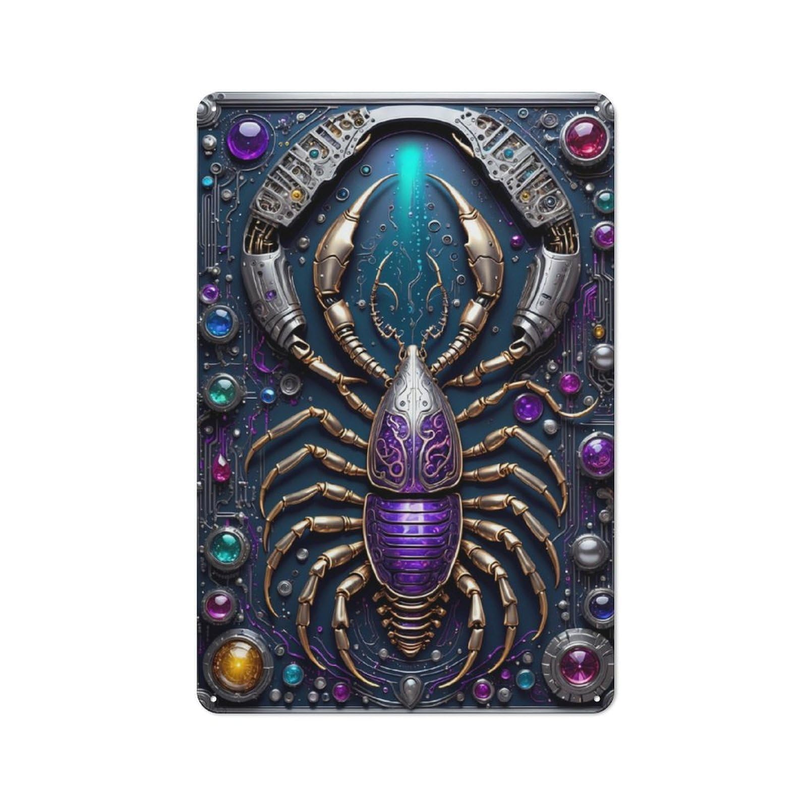 Junmoney Scorpion Steampunk Art Vintage Metal Wall Decor 30X20cm, Garage Metal Sign For Workshop, Basement, Shed Or Games Room