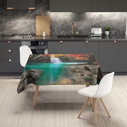 Vista 13 de Mantel de acuarela Redondo para Mesa De 4 Sillas Coral Verde Pálido Negro Mantel rústico Decoración de mesa 30 x 30 pulgadas Abstract_07