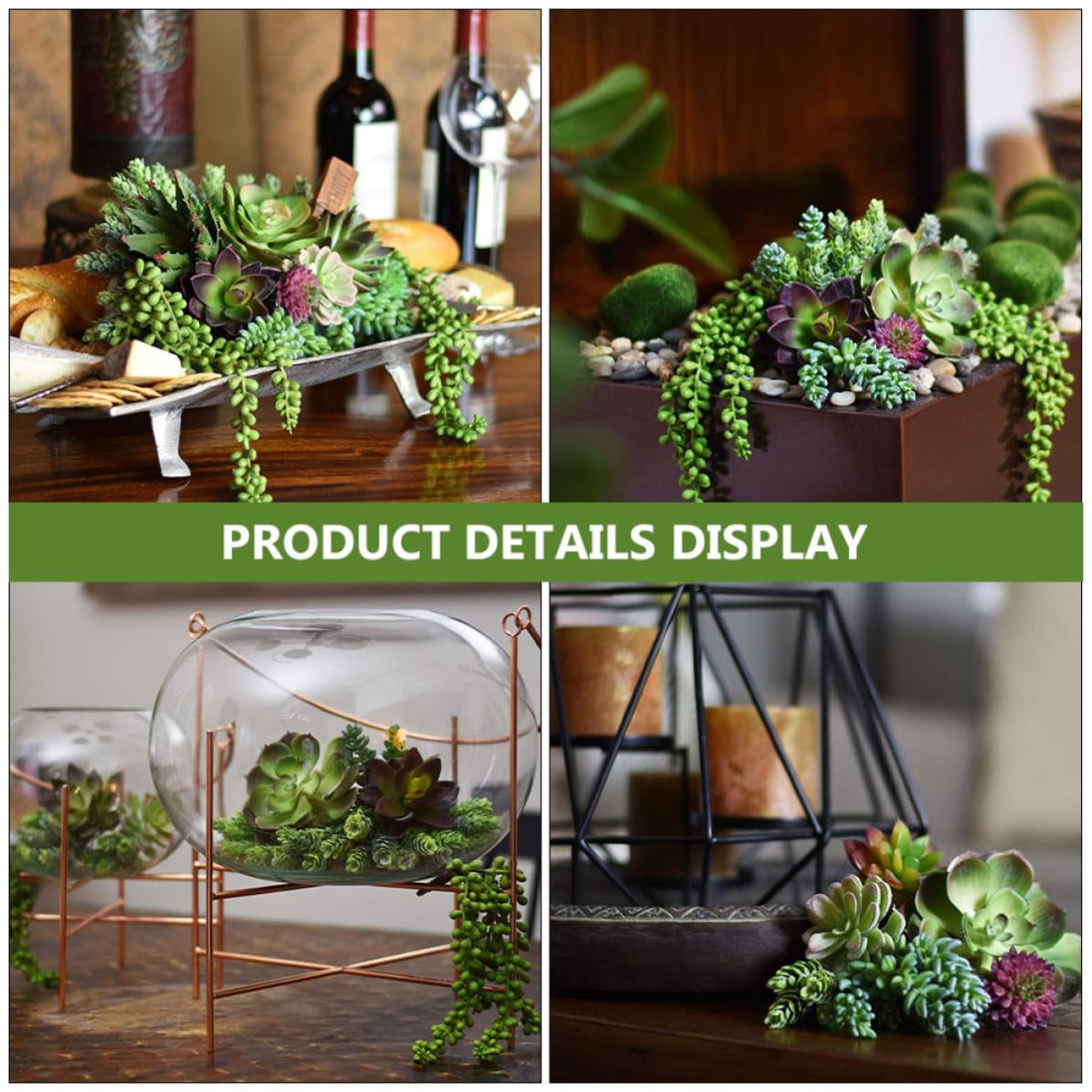 Succulentes Artificielles Décoratives Ambiance Noël 14 Pièces Vert PVC PE | Légères, sans Entretien Quotidien, sans Décoloration, pour Photo Props, Petit Jardin D’Garçon et Filles, Usage DIY