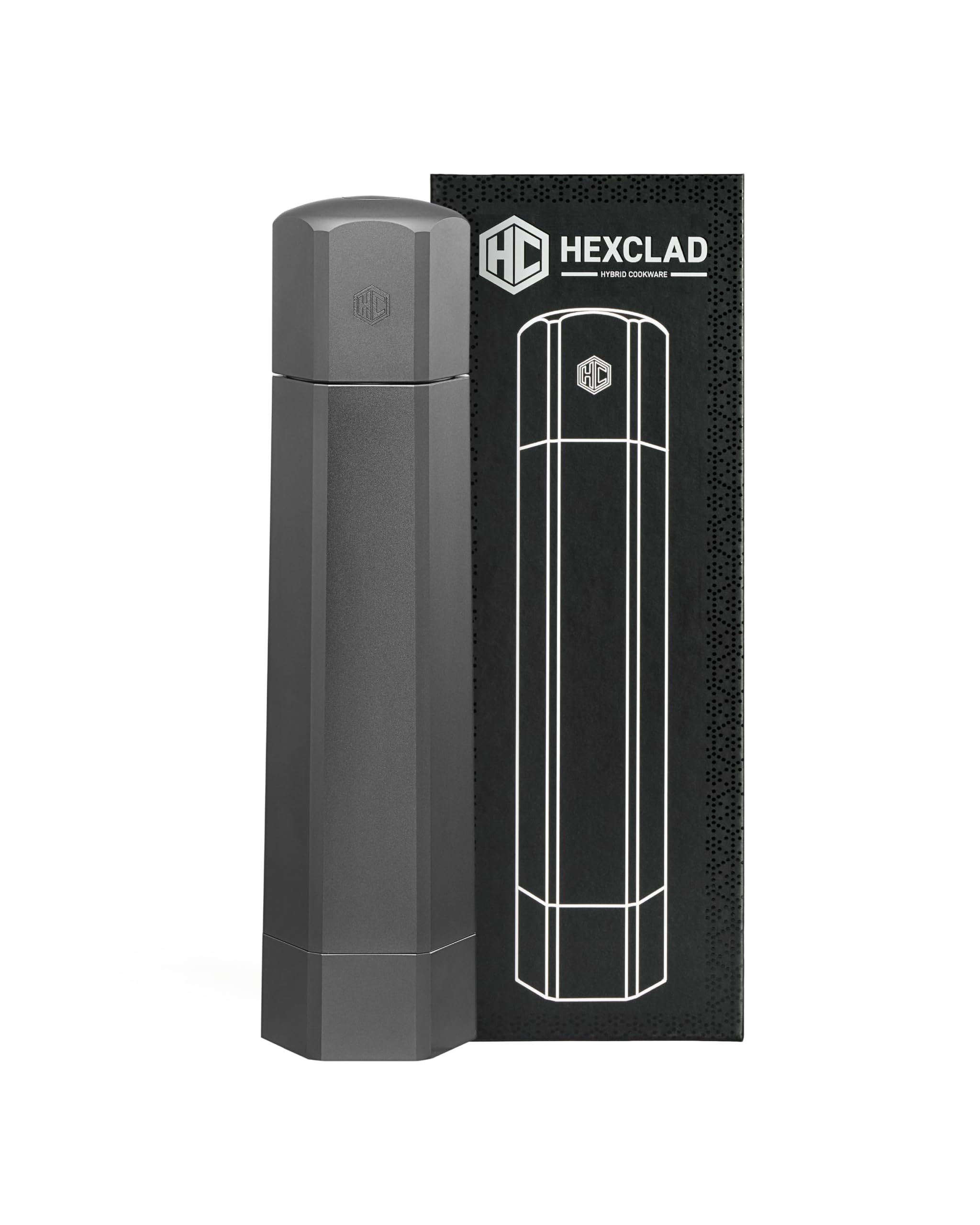 HexClad HexMill Salt Grinder, Aluminum Gray, Adjustable 10 Grind Settings