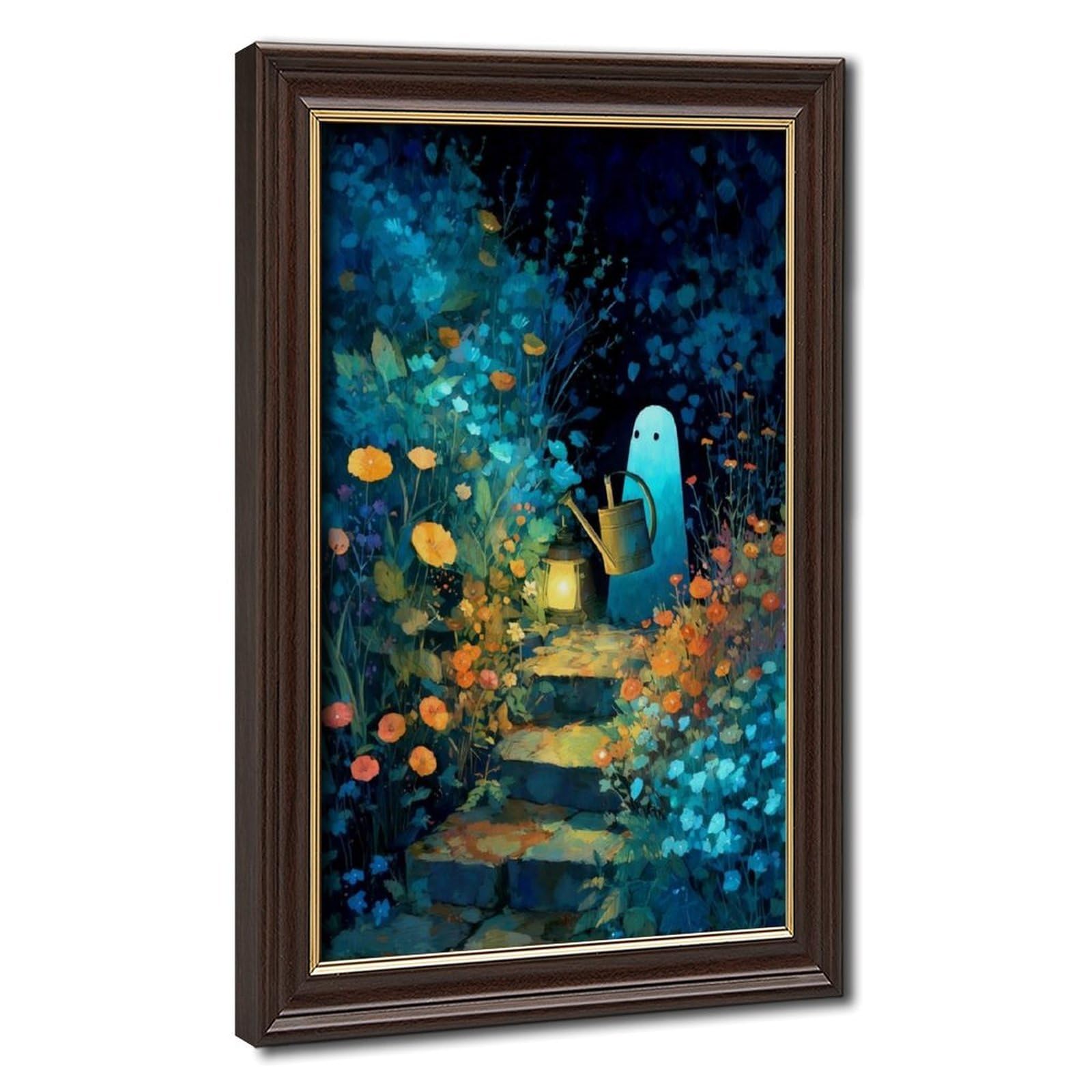 Bareronor Turquoise Whimsical Ghost Garden Canvas Poster Bedroom Decor Landscape Office Room Decor Gift 20" L X 30" W