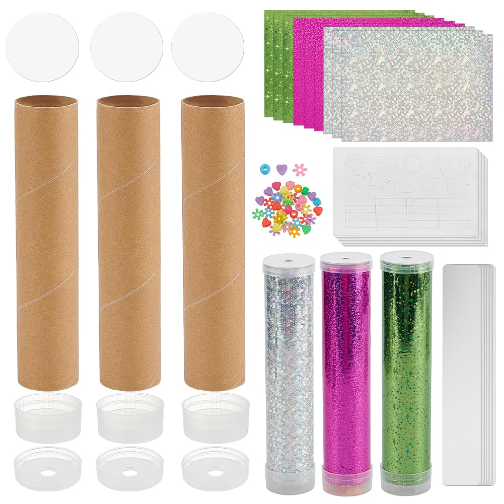 OLYCRAFT 6 Set Kaleidoscope Making Kit DIY Kaleidoscope Making Craft Kit Science Craft Party Favors Blank Kaleidoscopes with Glitter Paper for Birthday Party Supplies Group Crafts Activities