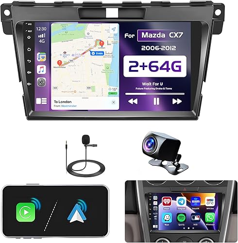 B0CJJ1W5DW_image_0 Roinvou 2+64G Android 13 CarPlay estéreo para Mazda CX7 2006-2012, radio CarPlay inalámbrica incorporada con Android Auto, pantalla táctil de 9