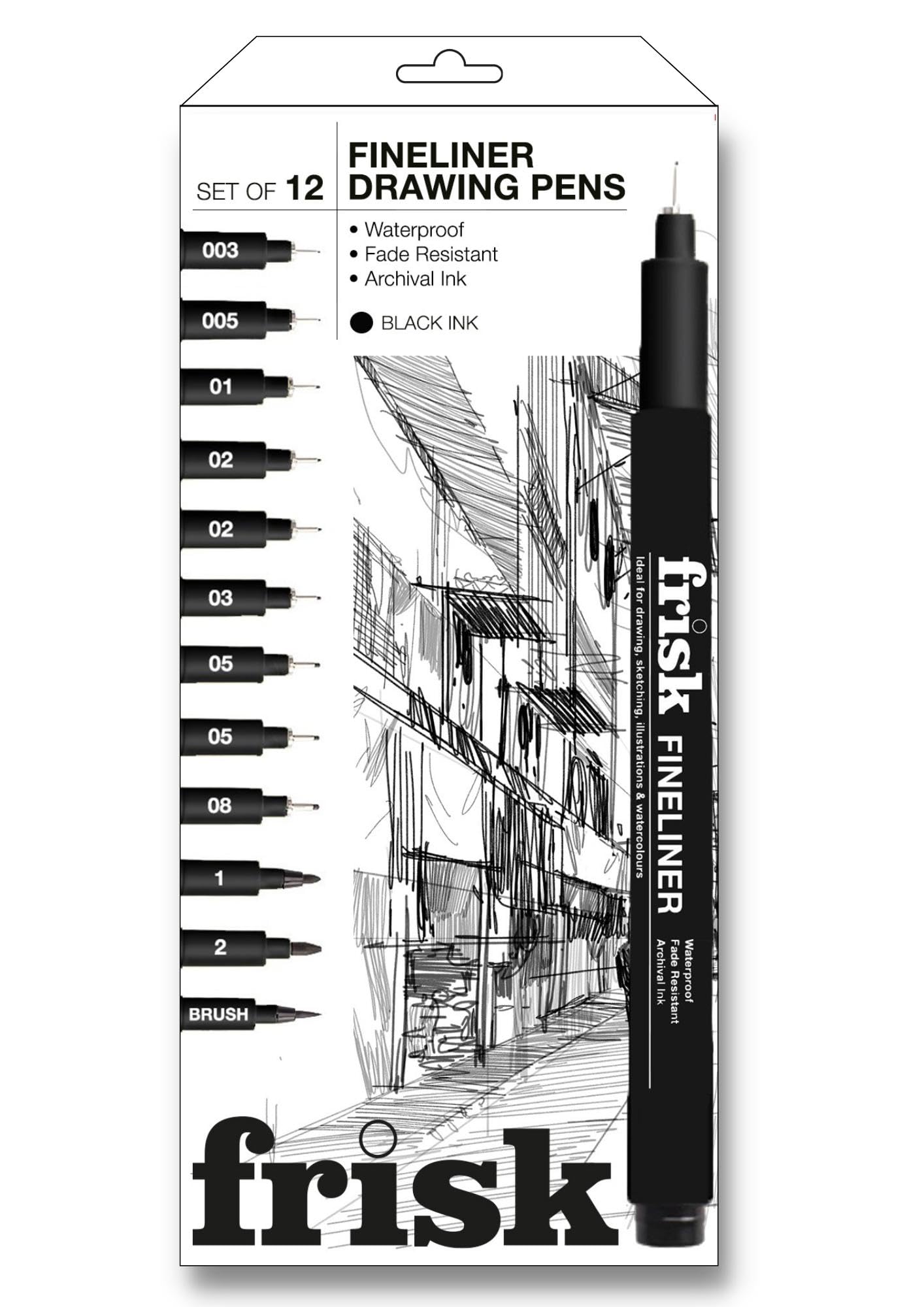 Frisk Fineliners Black Set of 12
