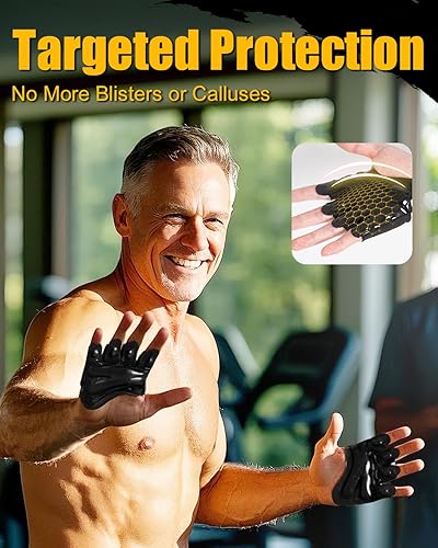 Miniatura 3 de RIGWARL Guantes de levantamiento de pesas mínimas para hombres y mujeres, transpirables a mano descubierta, guantes de entrenamiento de gimnasio