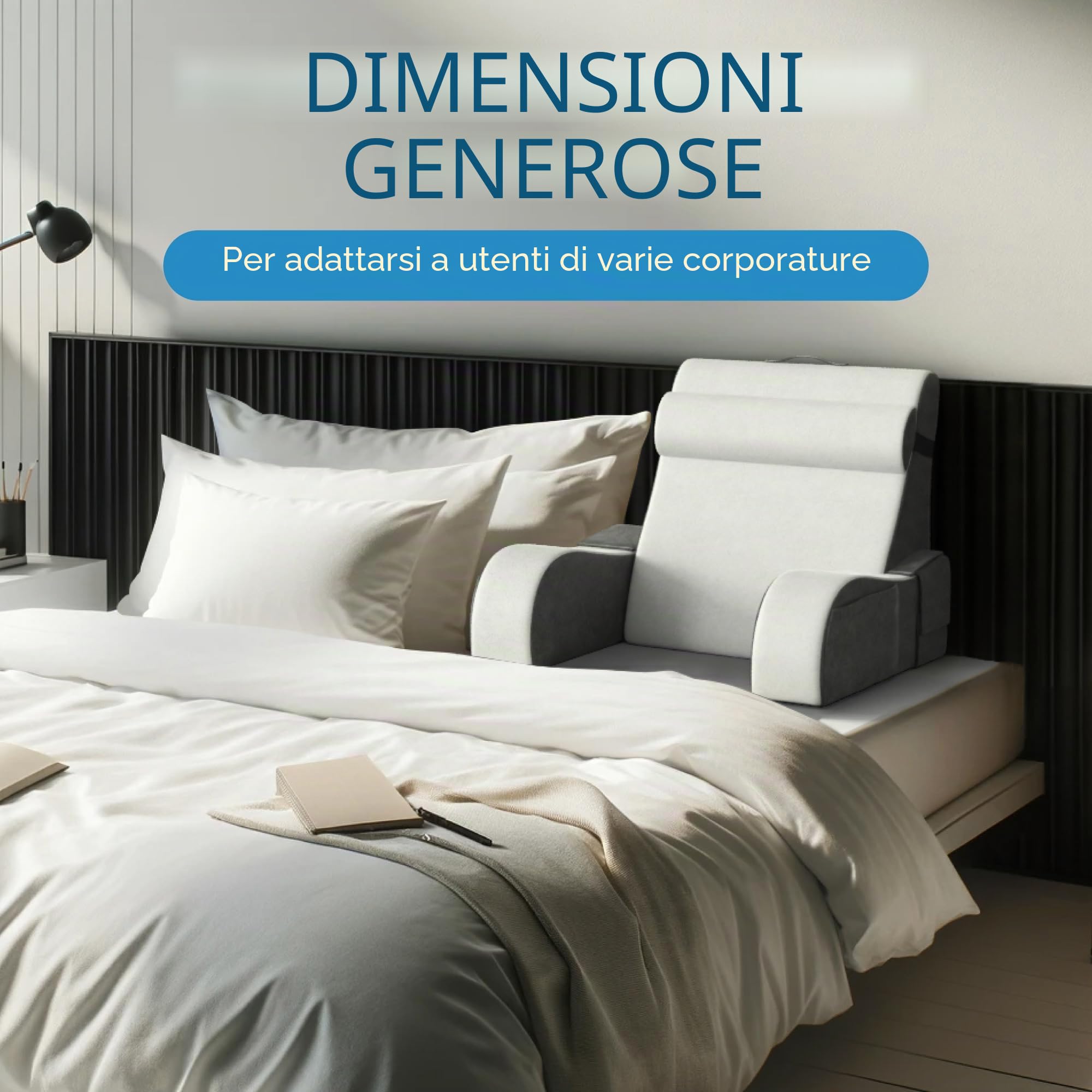 Kolbs - Cuscino da lettura, supporto completo per il comfort, in schiuma solida, cuscino per la schiena, per letto, seduti, TV, libri, videogiochi, per letto, schienale, letto, sedia con braccioli