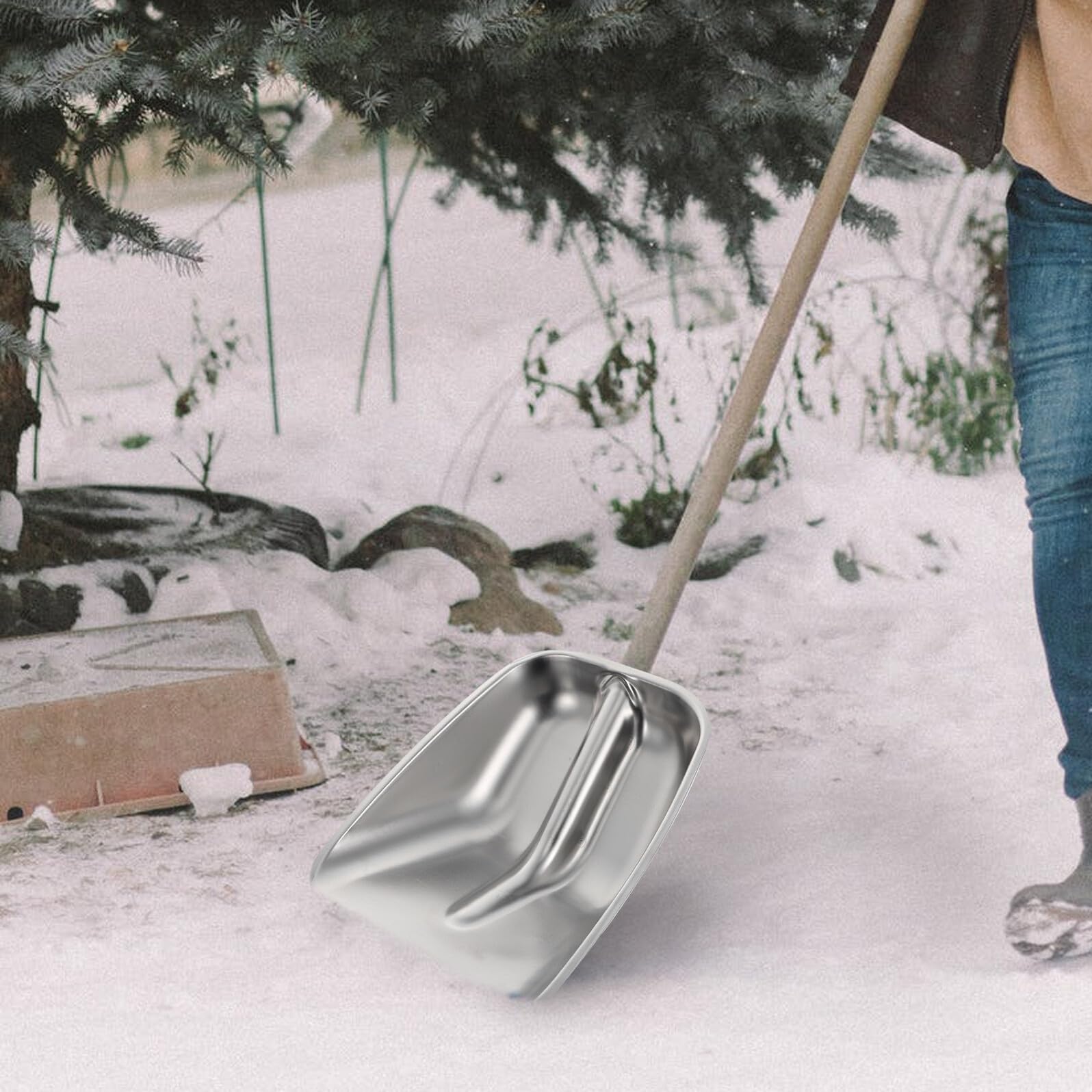 Alasum Mehrzweck Schaufel aus Rostfreiem Stahl Leichter Outdoor schneeschieber und Getreideschaufel Langlebig Handfreundlich für Winter schneeräumung und Futtereinsatz