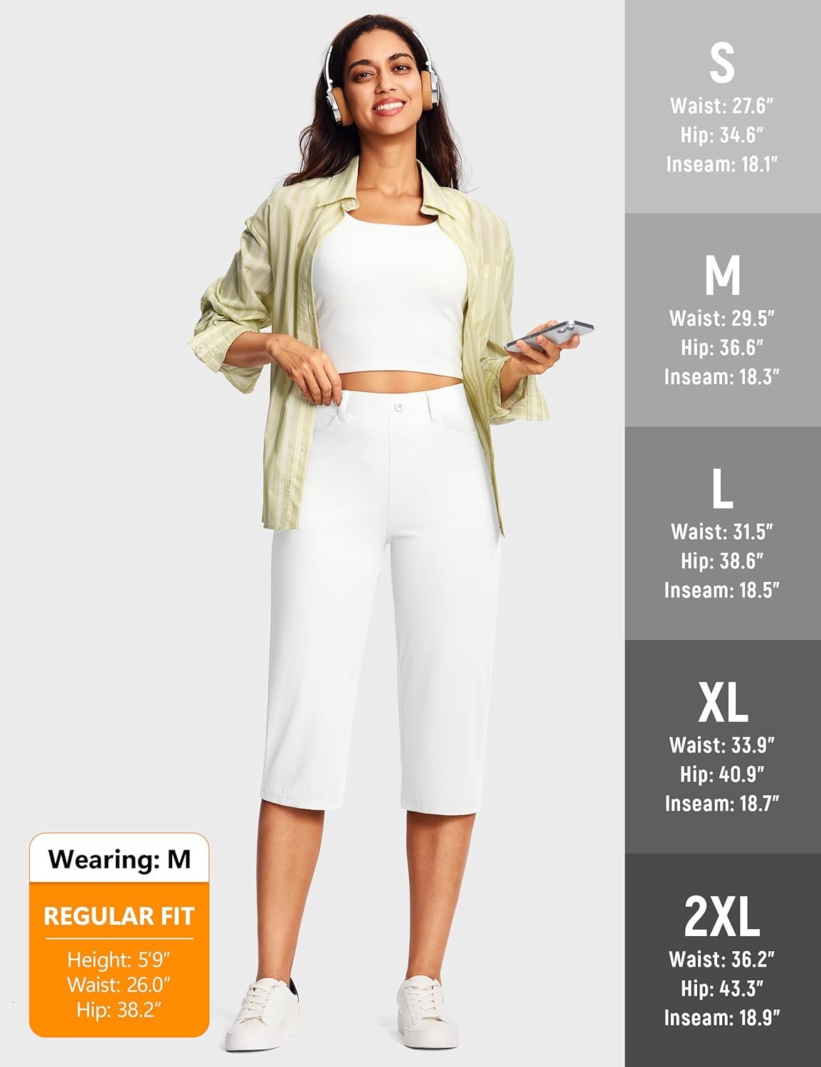 18'' Capri Pants for Women Dressy Stretch Pull On Womens Capris with Pockets Petite Summer Office Work Casual - Image 6