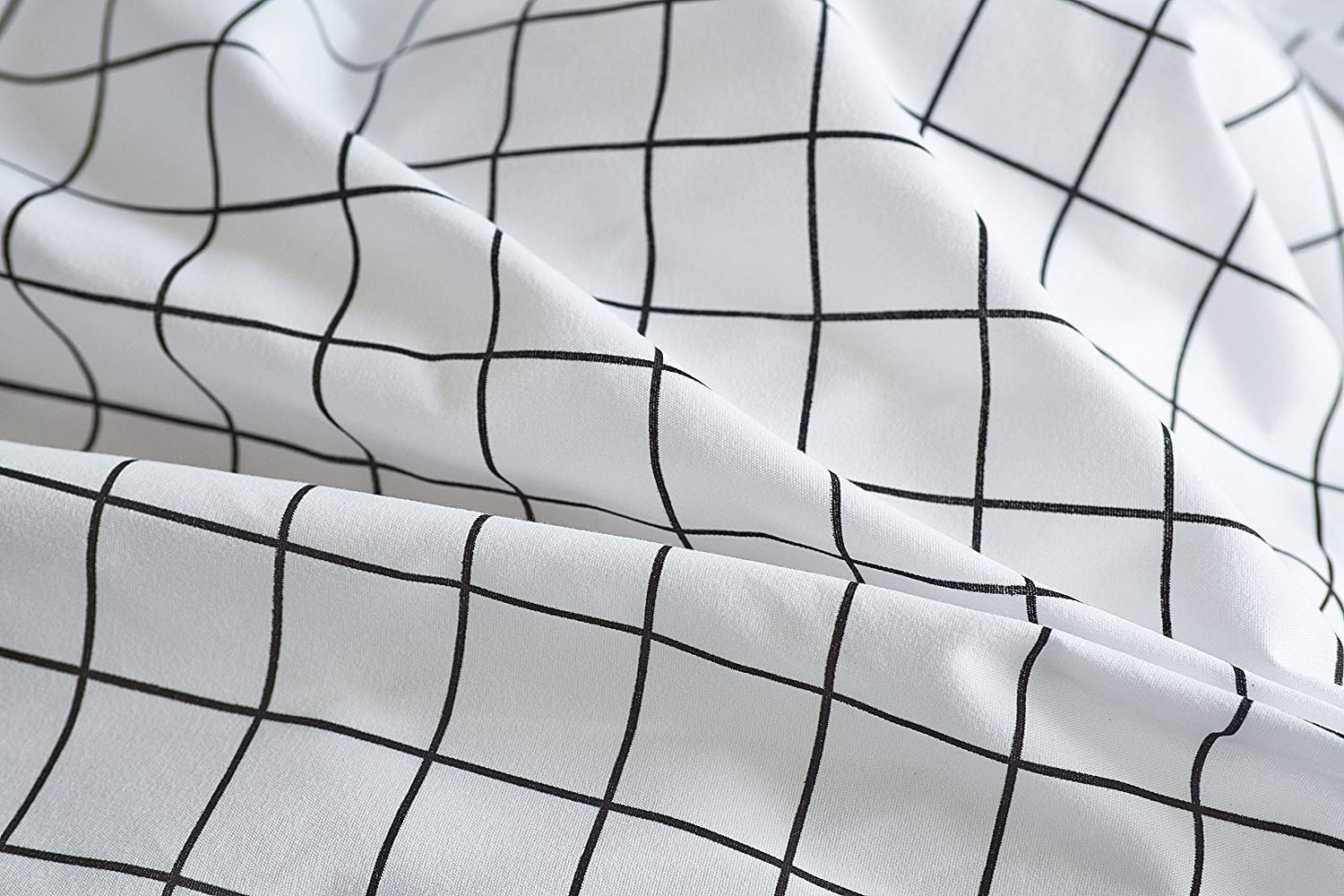 YULUOSHA White Plaid Checkered Pattern Grid Duvet Cover Set Queen(90