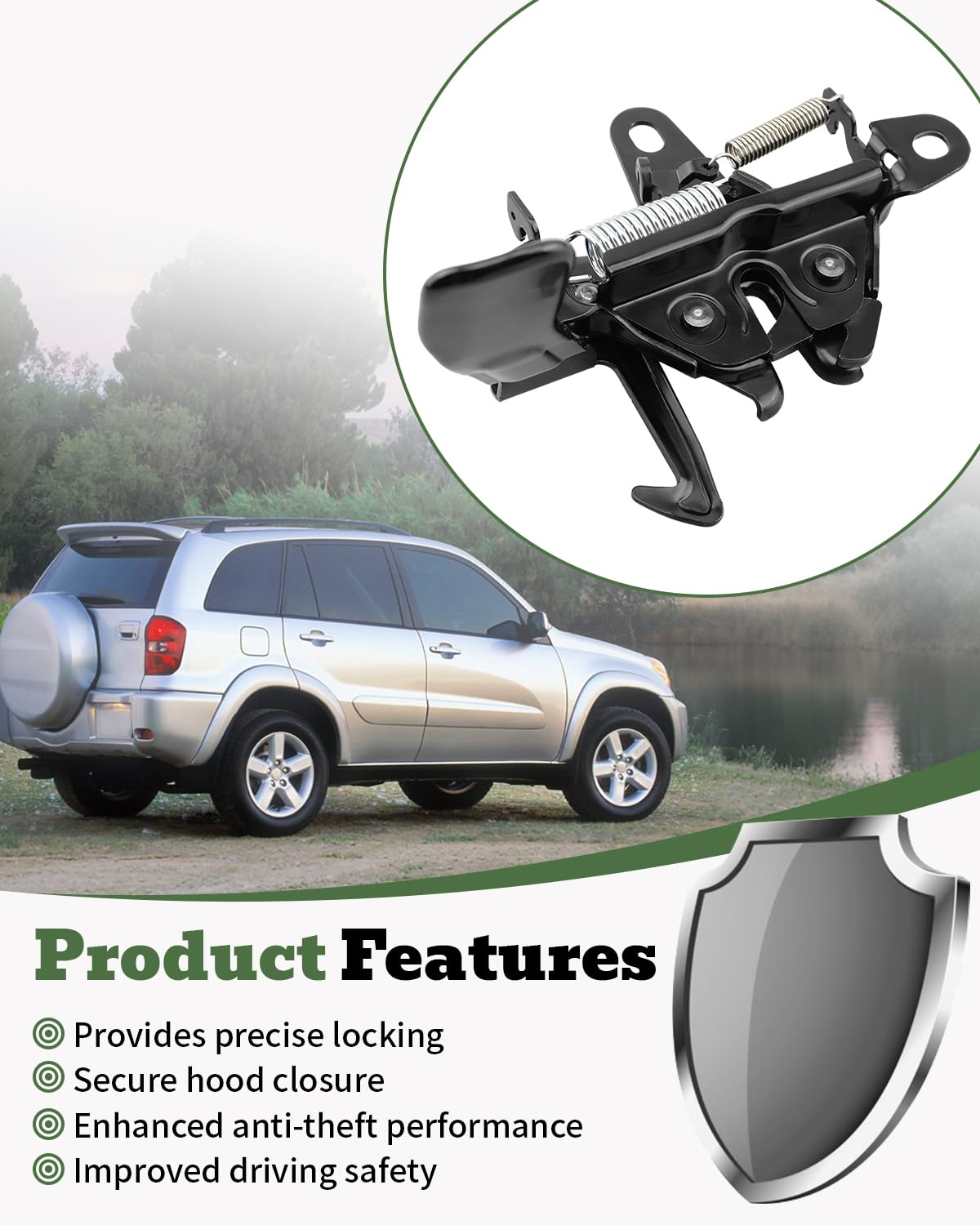 Hood Lock Latch Assembly Fit for Toyota RAV4 2001 2002 2003 2004 2005 Replace 5351042060 53510-42060