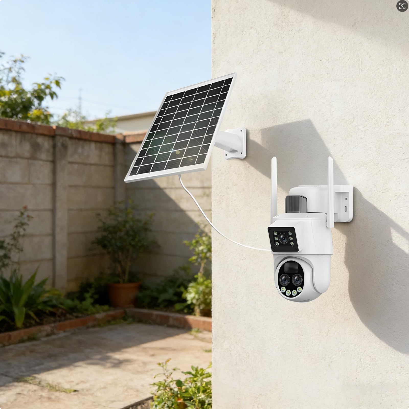 Solarna kamera bezpieczeństwa na zewnątrz, WiFi PTZ z potrójnym obiektywem, wykrywanie ruchu, zoom, bezprzewodowa, odporna na warunki atmosferyczne, łatwa instalacja, z panelem słonecznym i