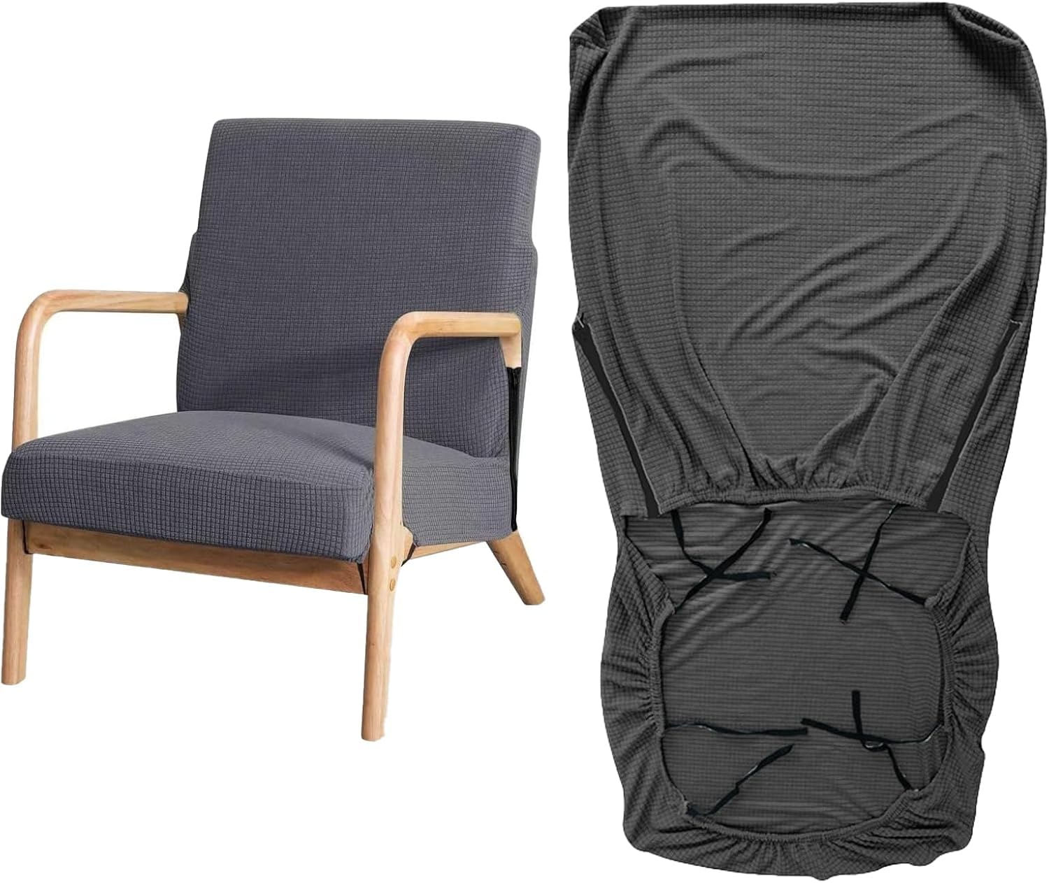 YongXinMY Stretch Arm Chair Covers - Mid-Century Modern Upholstered Protector Wooden Armchair Slipcover Elastic Furniture Protector for Living Room Hotel Reading Chair Single Sofa (#4)