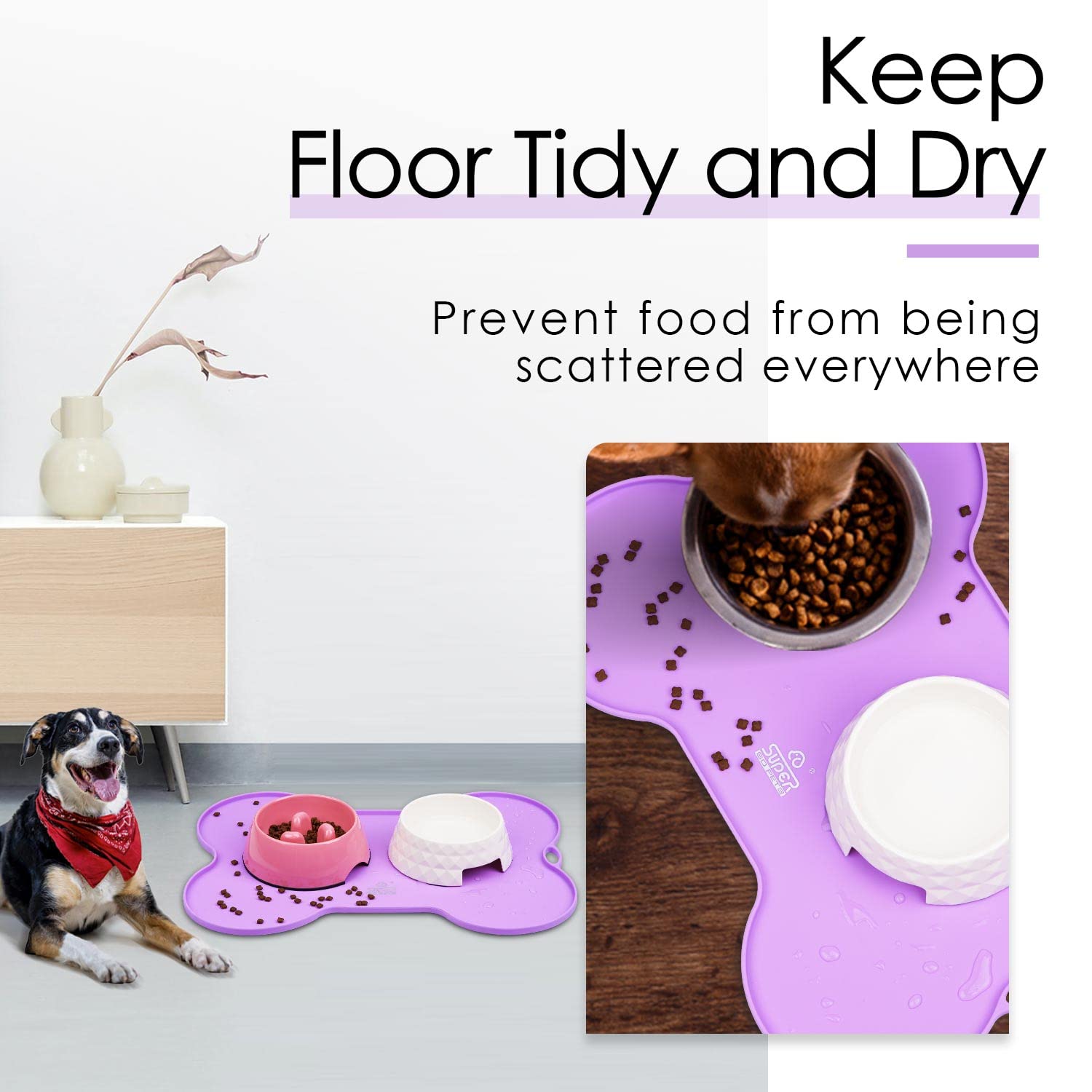 SuperDesign Tapis de Nourriture pour Chien Chat Animal de Compagnie en Silicone étanche, Tapis de Bol pour Animal de Compagnie antidérapant, Tapis de Nourriture pour Animal de Compagnie