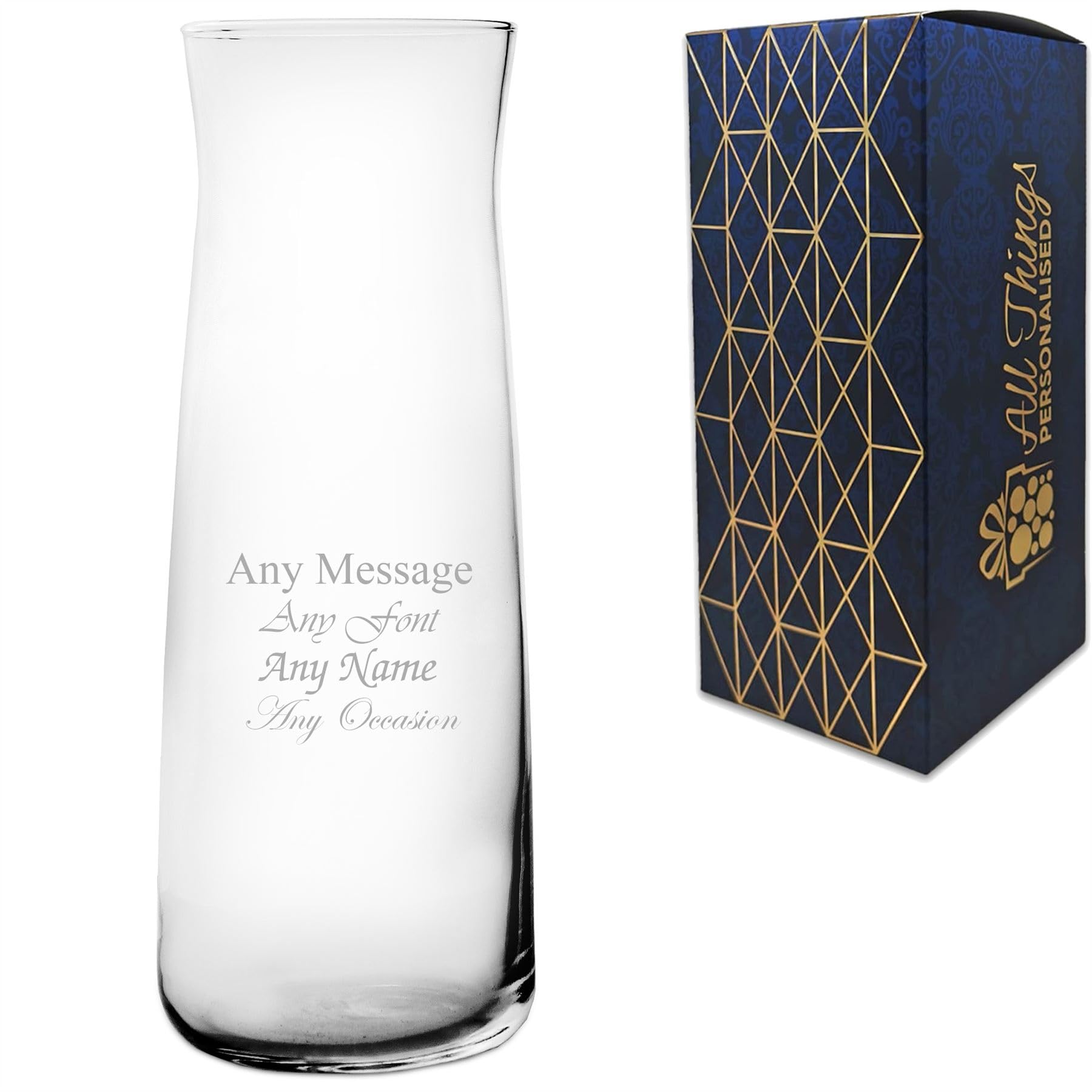 Personalised Engraved 25cm Vera Vase, Customise with Any Message for Any Occasion, Choose from Variety of Fonts, Gift Box Included, Laser Engraved, Birthday Retirement Anniversary Wedding Mothers Day