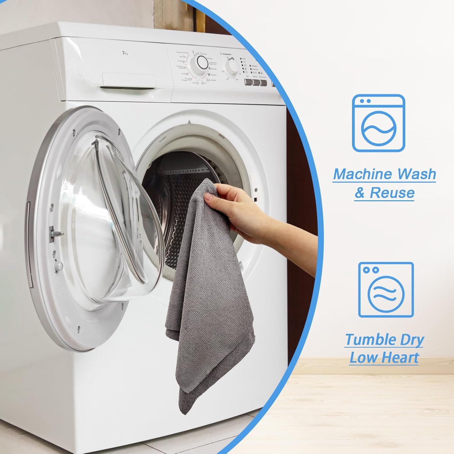 75 Pack Microfiber Cleaning Cloth Roll,Reusable Tear Away Microfiber Towels,Washable Ultra Absorbent Rags Drying Dishcloths for Car,Home,Garage or Shop(Grey) - Image 7