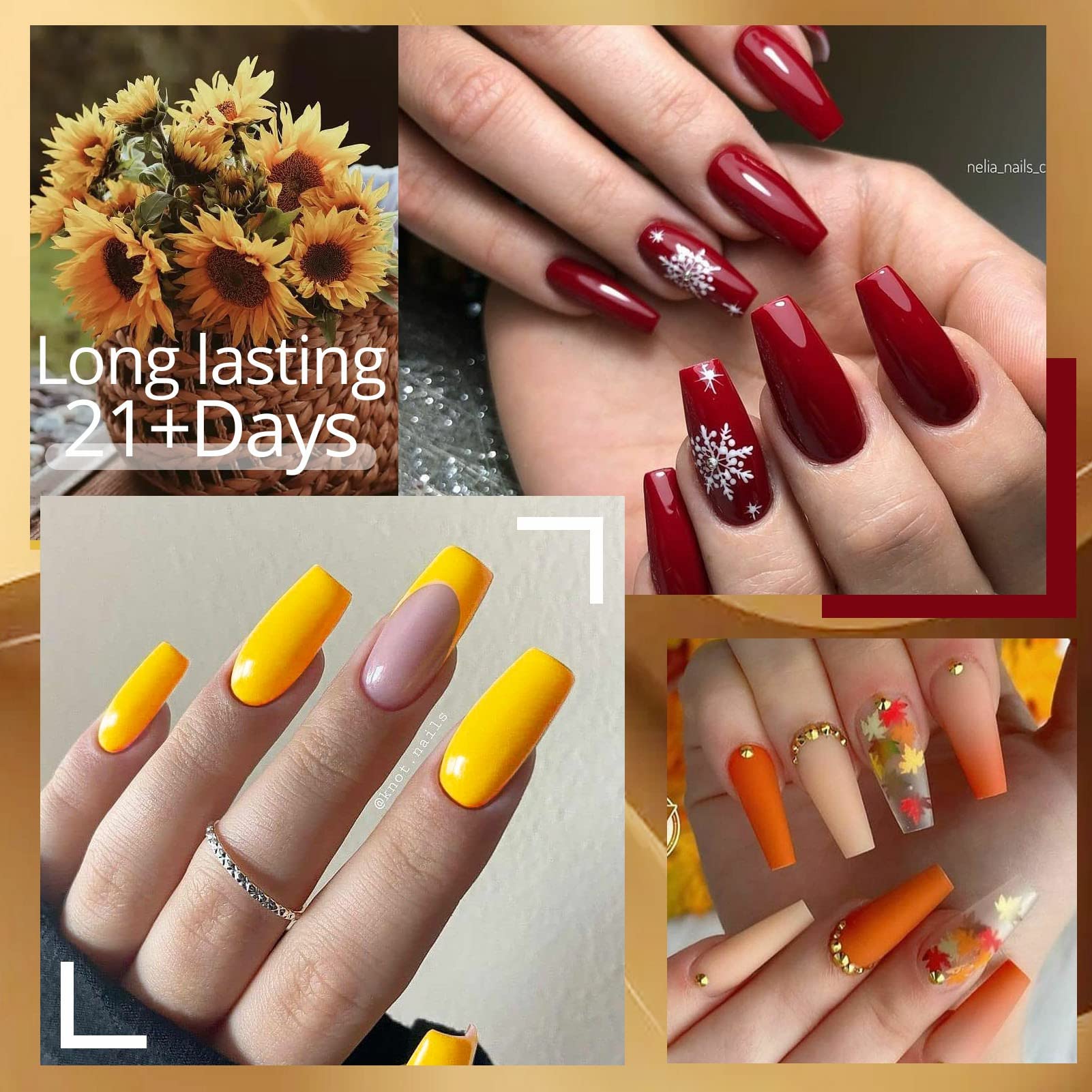 UR SUGAR Set Starterset mit Lampe 48W, 12 Farben UV Nagellack Herbst Braun Gelnägel Starterset mit Base und Top Matte Coat Gel Nagellack Nagelstudio Maniküre Geschenkset