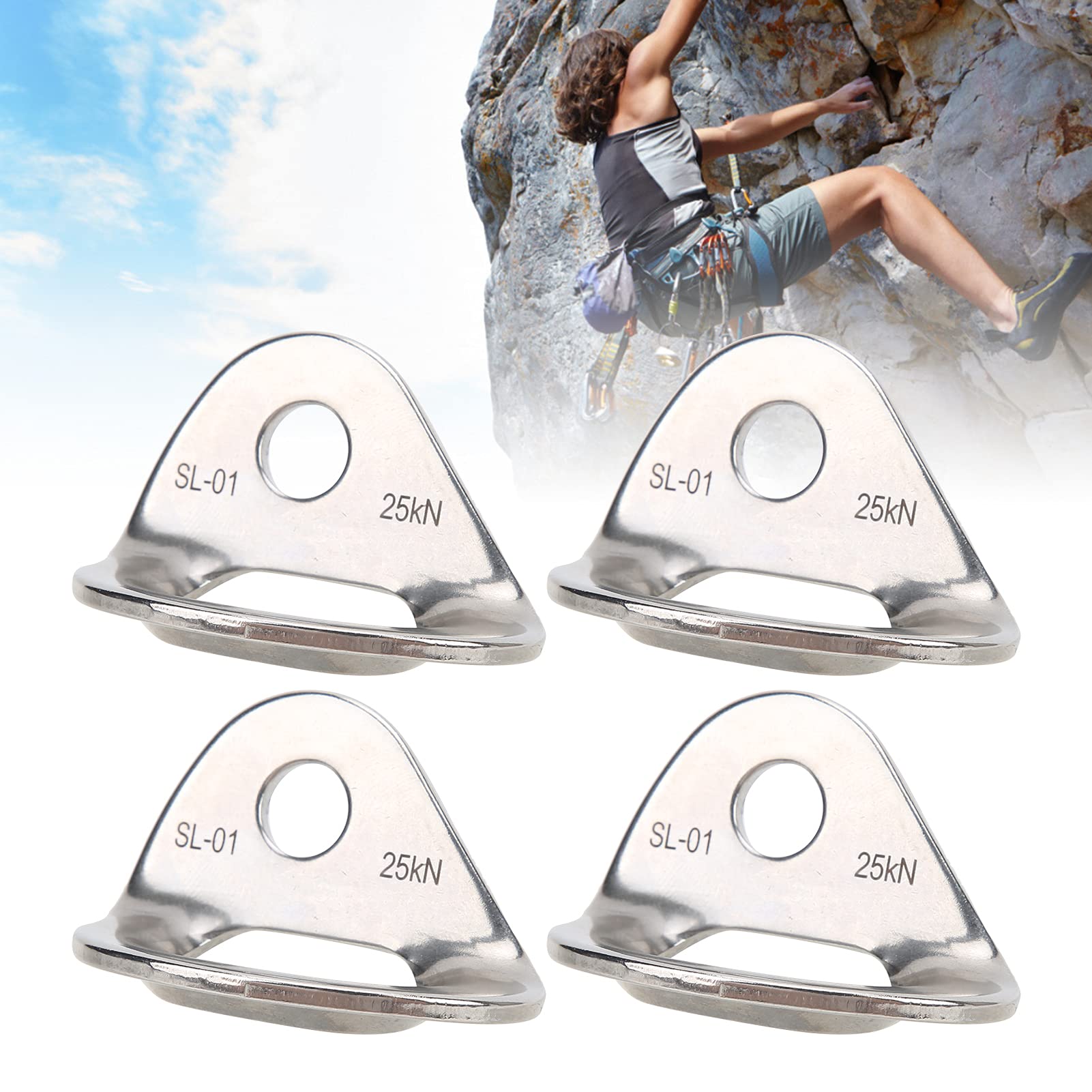 Lot de 4 Accessoires pour Escalade sur Roche, Facile à Transporter Forte Force de Traction Crochet d'escalade ancrage d'escalade pour Exploration de Forage pour Descente Rapide