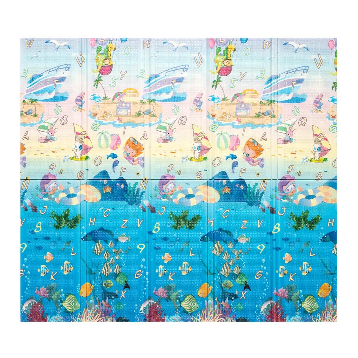 ATAA Alfombra de Juegos Grosor 1.5cm Reversible Colchoneta Infantil Plegable. Colchoneta de Juegos Plegable, 180X200cm, Alfombra de Doble Cara, Impermeable, No tóxico, Color: (Oceano)