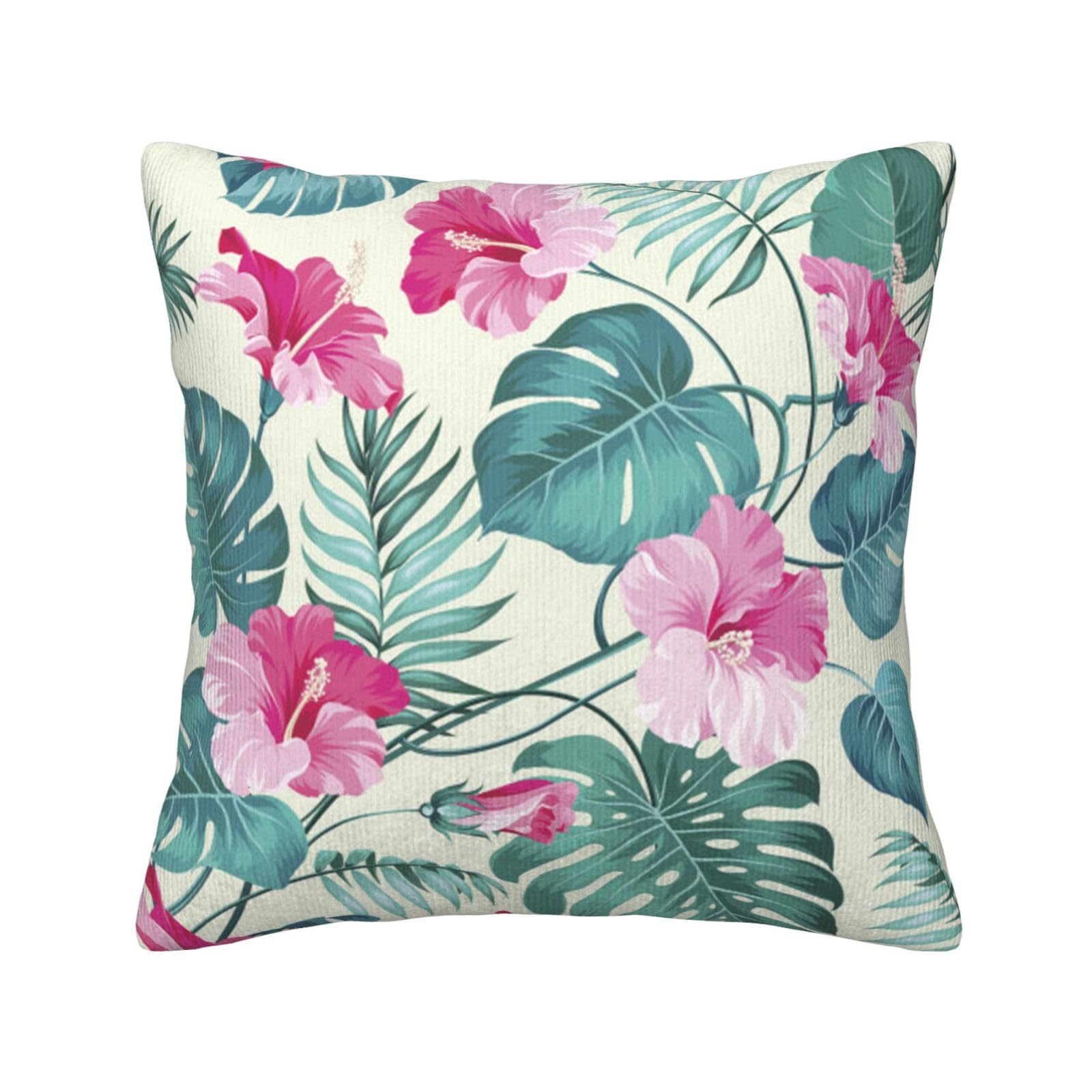 Coussin feuille de palmier en velours côtelé pour un canapé cosy