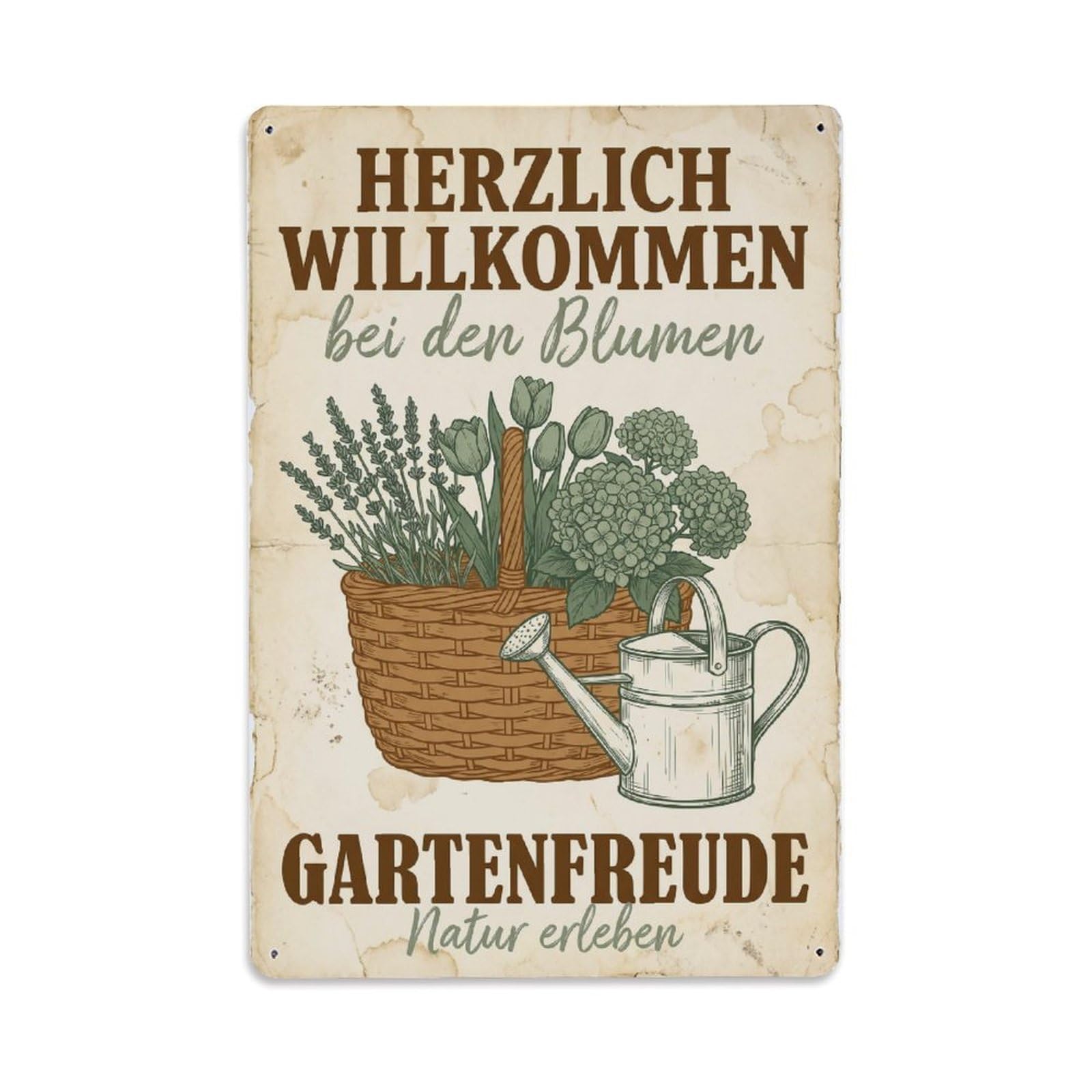 Vintage Heartfelt Welcome Blooming Cottage Metal Tin Sign Plaque Wall Decor for Cafe, Club Bar, Office, Garden Metal Poster 8x12Inch