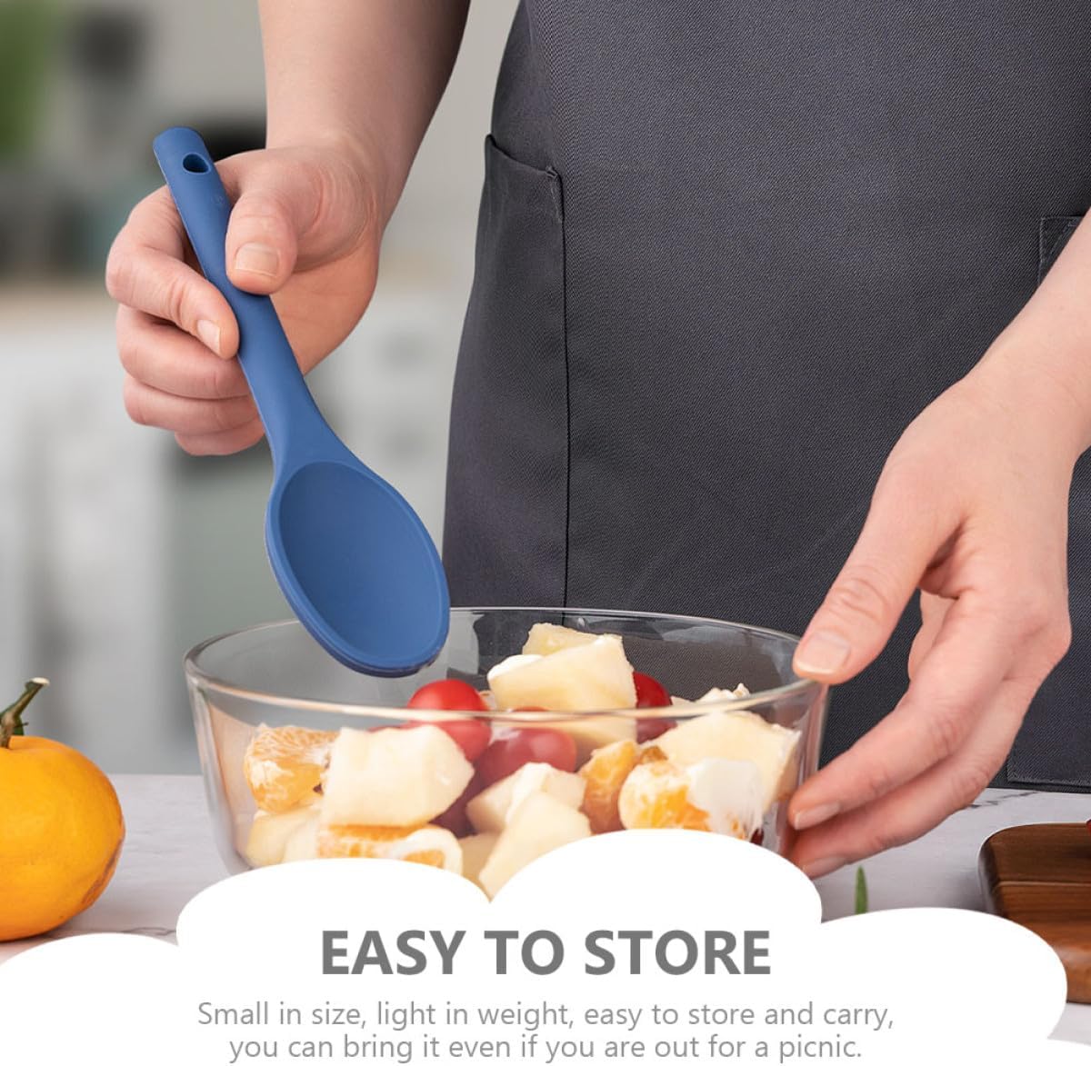 KICHOUSE 2pcs Blue Silicone Ladles Non-stick Soup and Rice Spoons Heat Resistant Kitchen Cooking Utensils for Home and Canteen Use